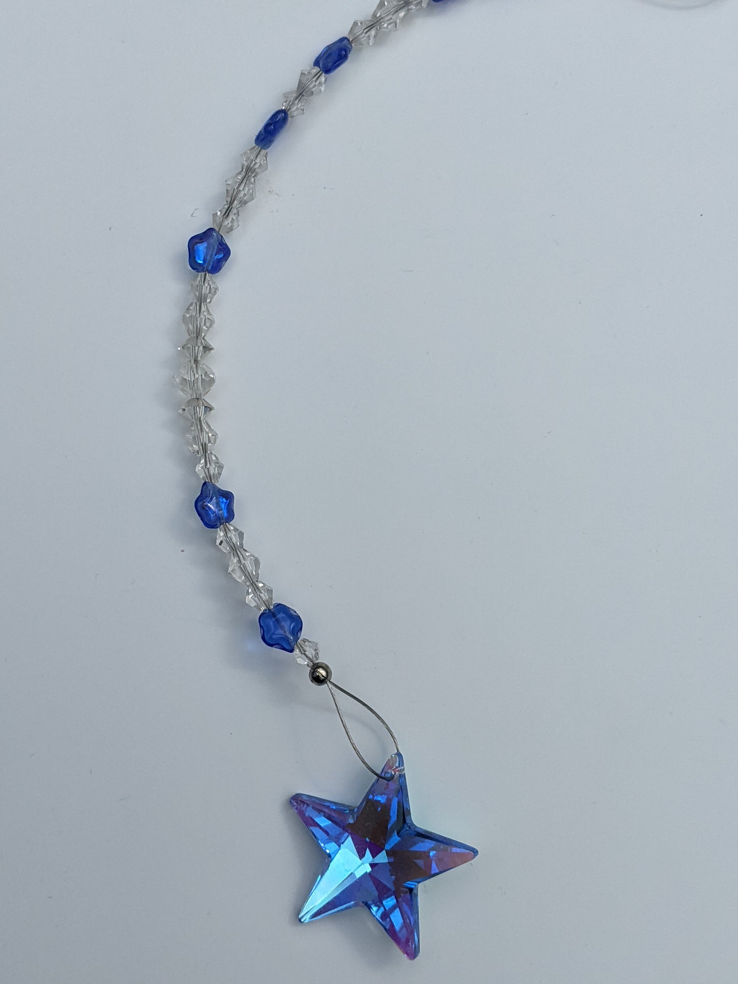 Blue Faceted Crystal Star Suncatcher