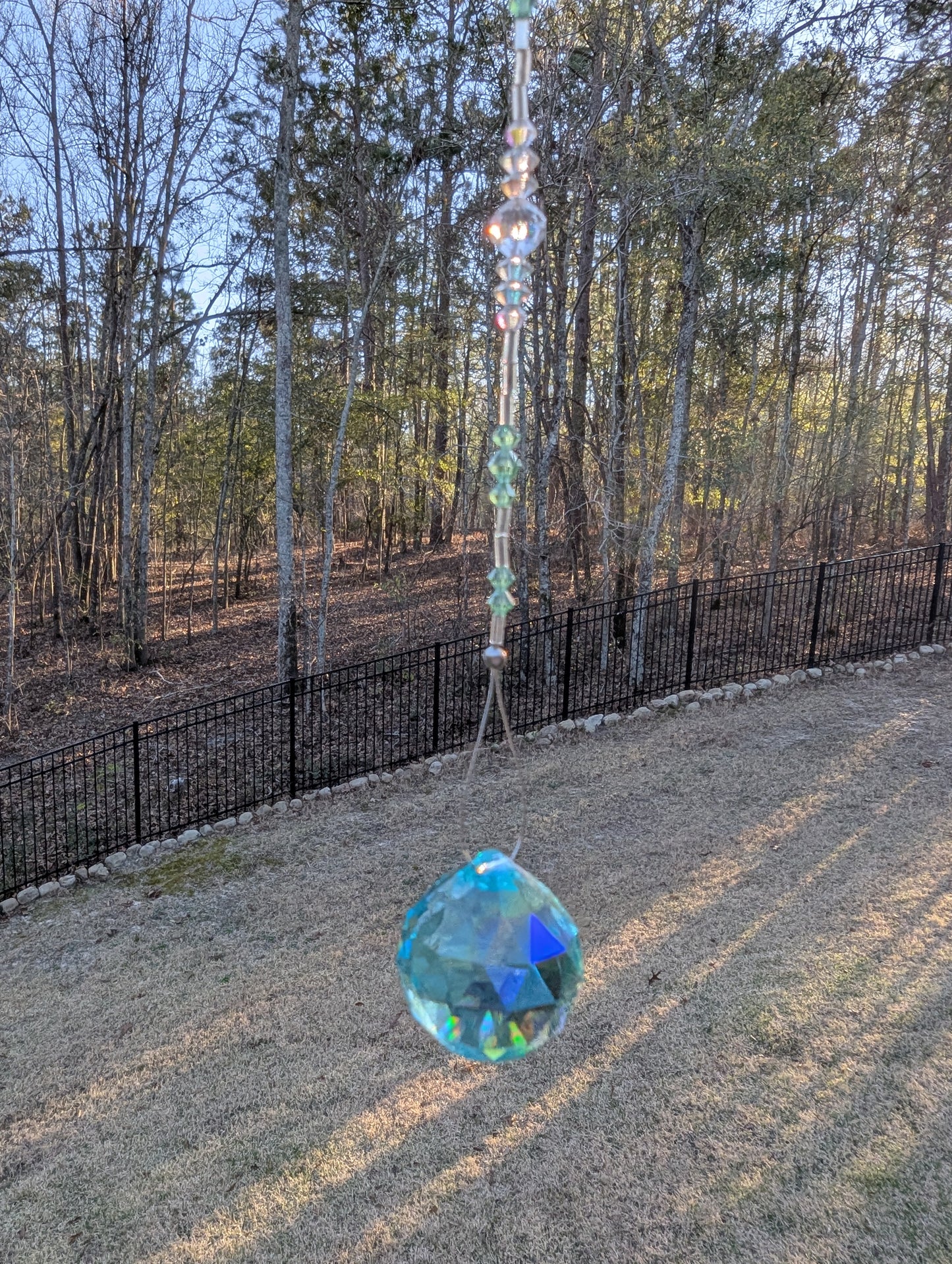 Green Faceted Crystal Ball Suncatcher