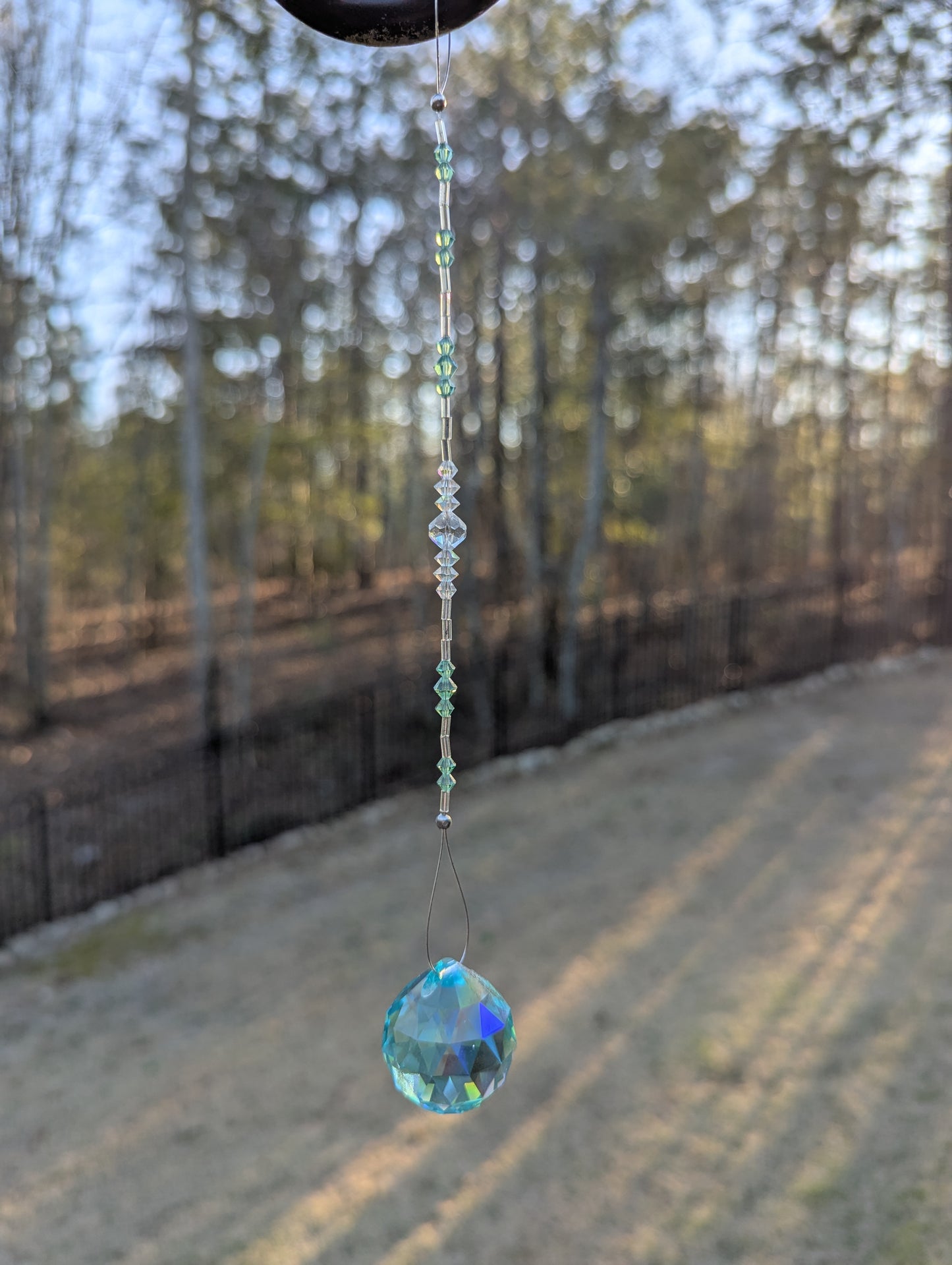 Green Faceted Crystal Ball Suncatcher
