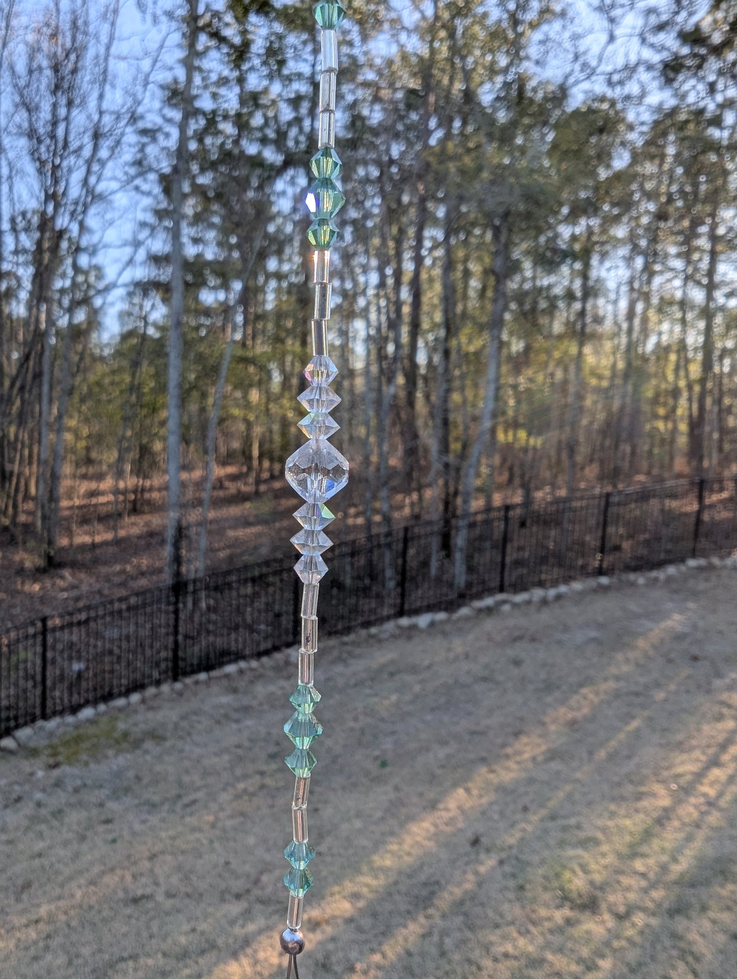 Green Faceted Crystal Ball Suncatcher