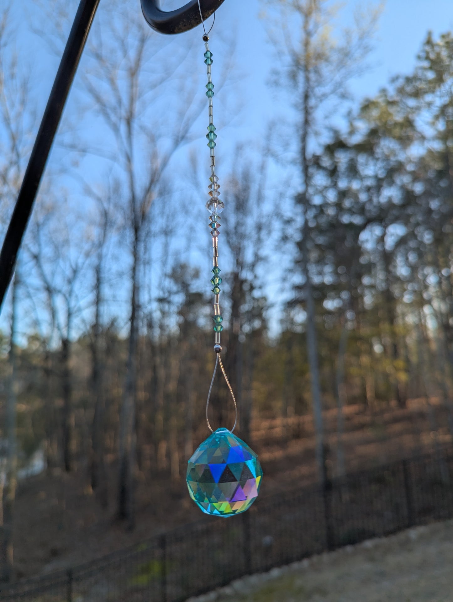 Green Faceted Crystal Ball Suncatcher