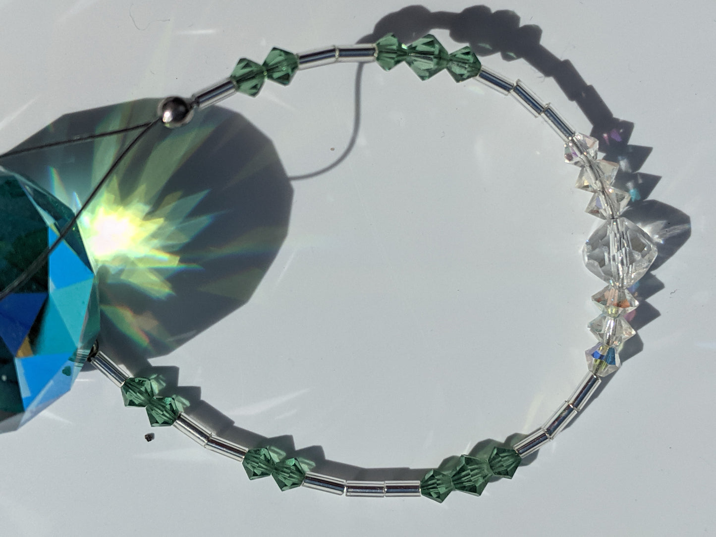 Green Faceted Crystal Ball Suncatcher