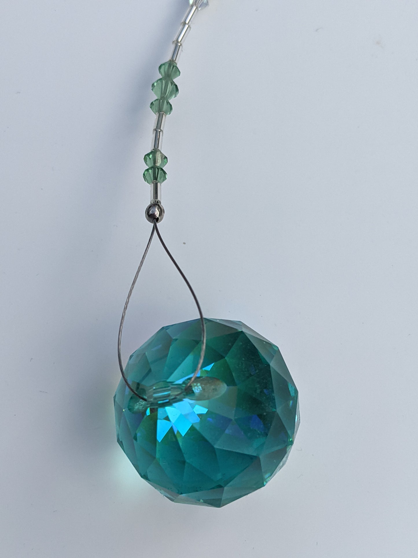 Green Faceted Crystal Ball Suncatcher