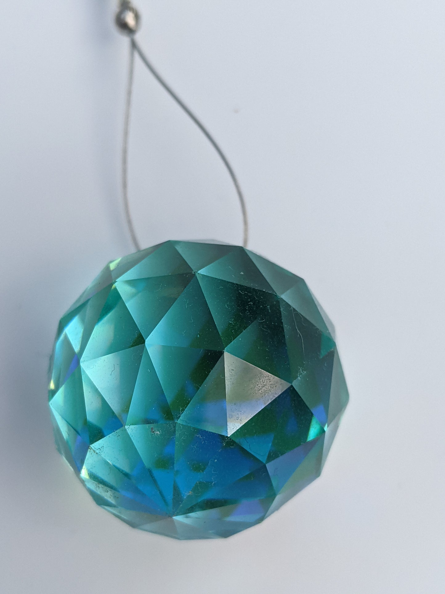 Green Faceted Crystal Ball Suncatcher