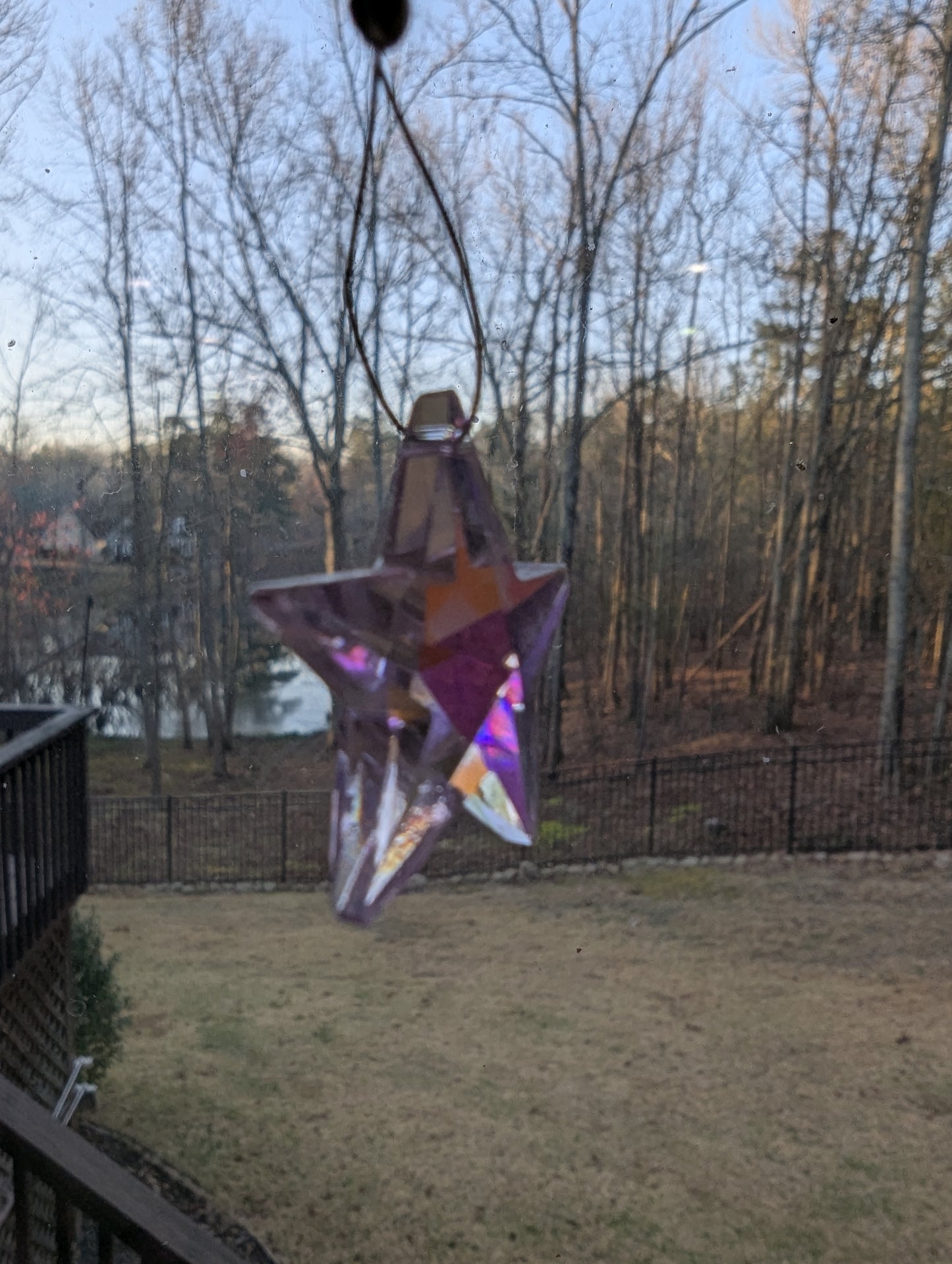 Pink Faceted Crystal Star Suncatcher