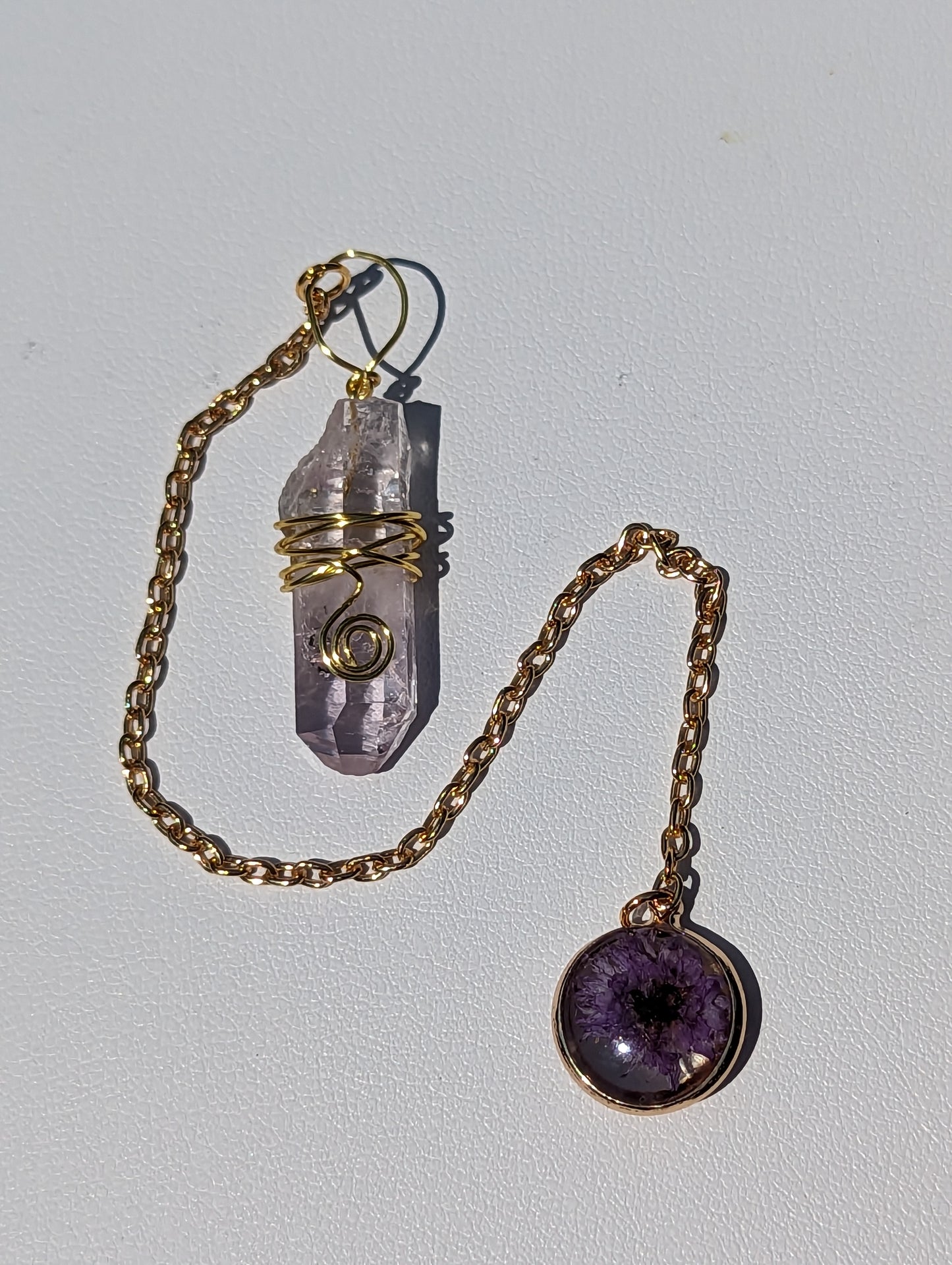 Wire-wrapped Amethyst Point Pendulum (Reiki blessed)