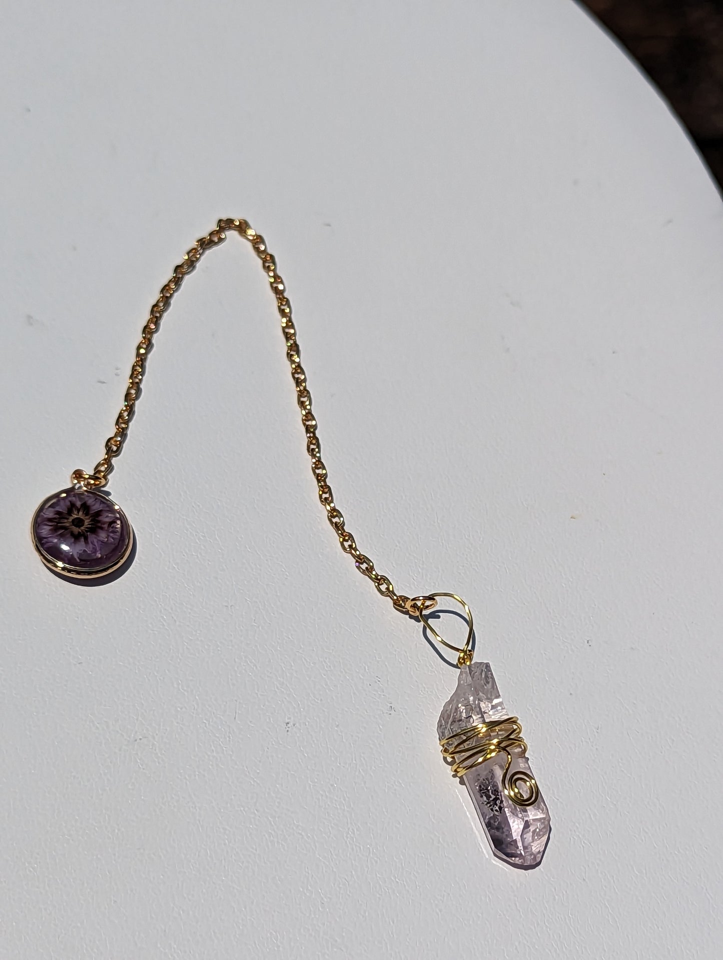 Wire-wrapped Amethyst Point Pendulum (Reiki blessed)