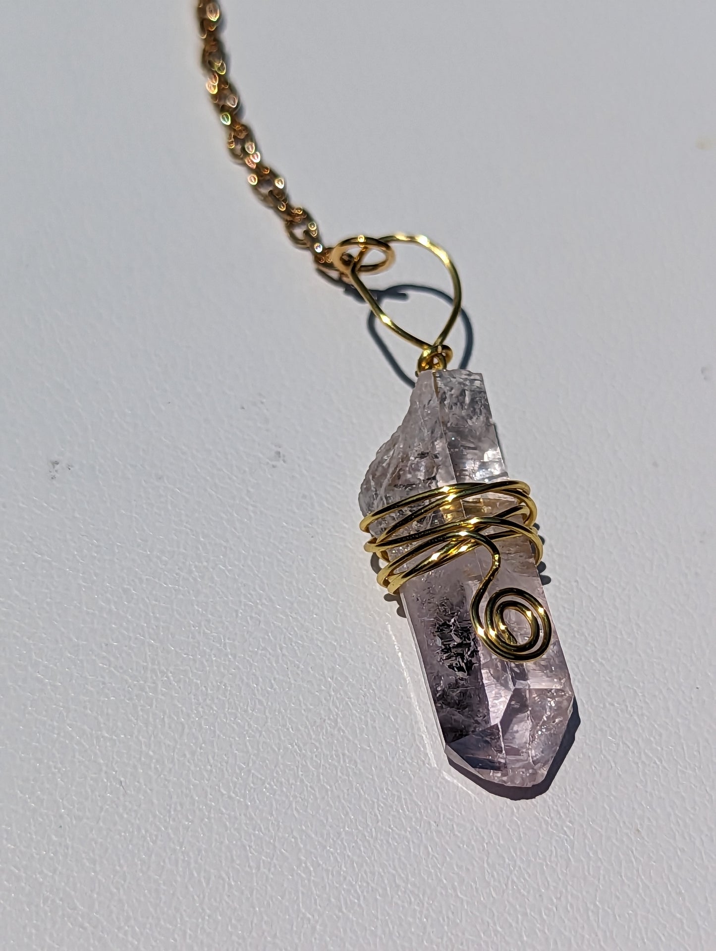 Wire-wrapped Amethyst Point Pendulum (Reiki blessed)