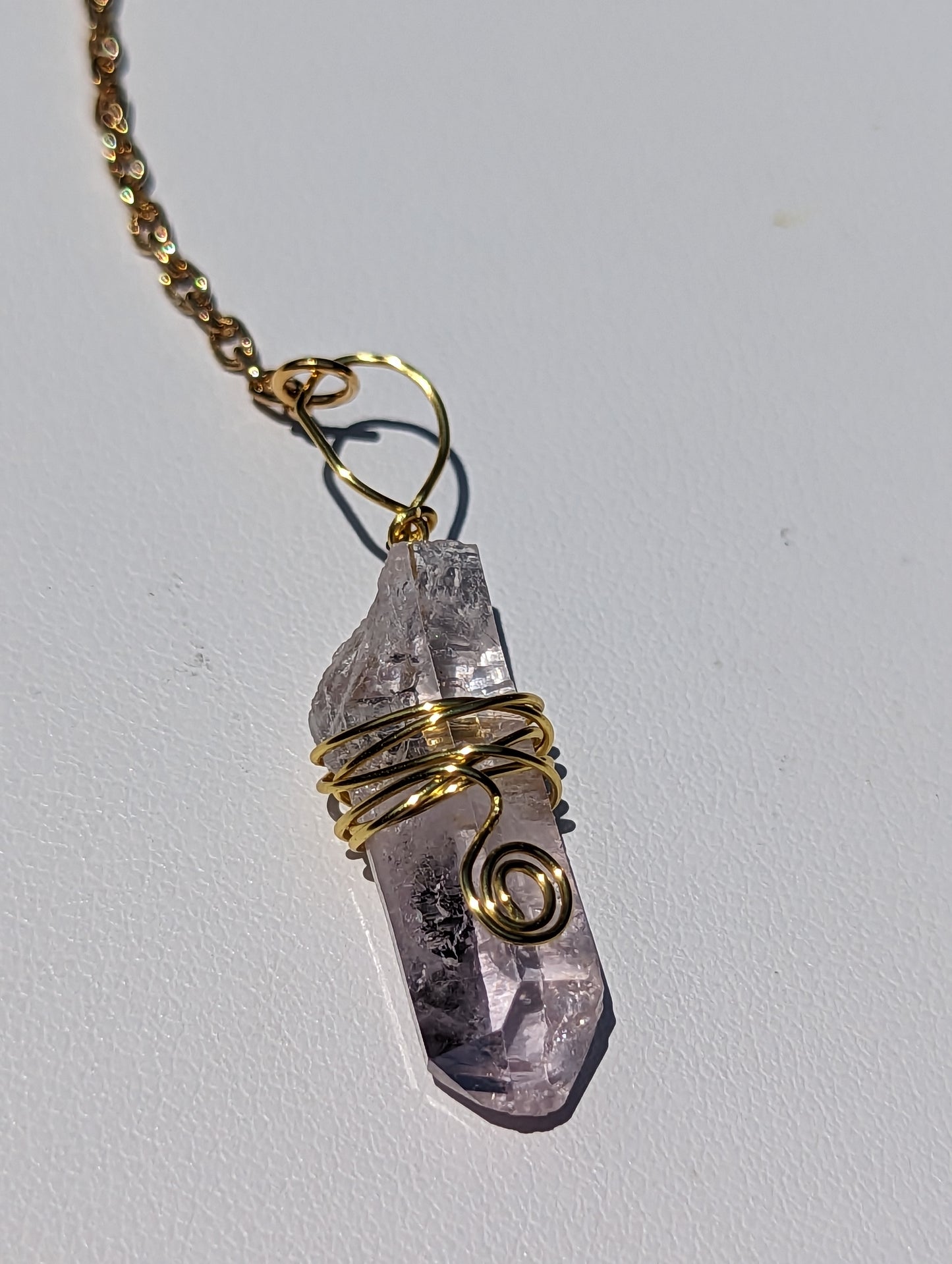 Wire-wrapped Amethyst Point Pendulum (Reiki blessed)