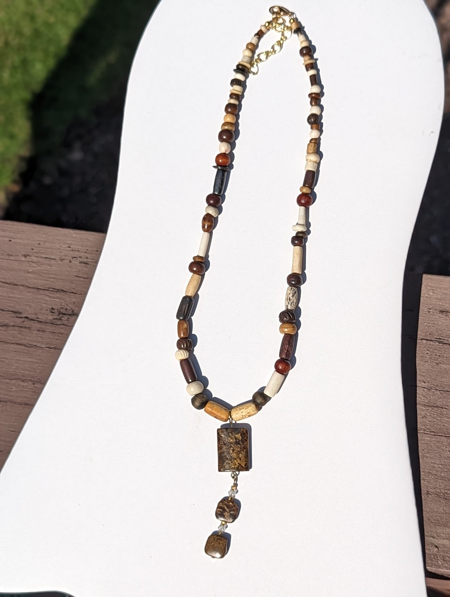 Cobra Jasper Pendant on Wooden Bead Necklace