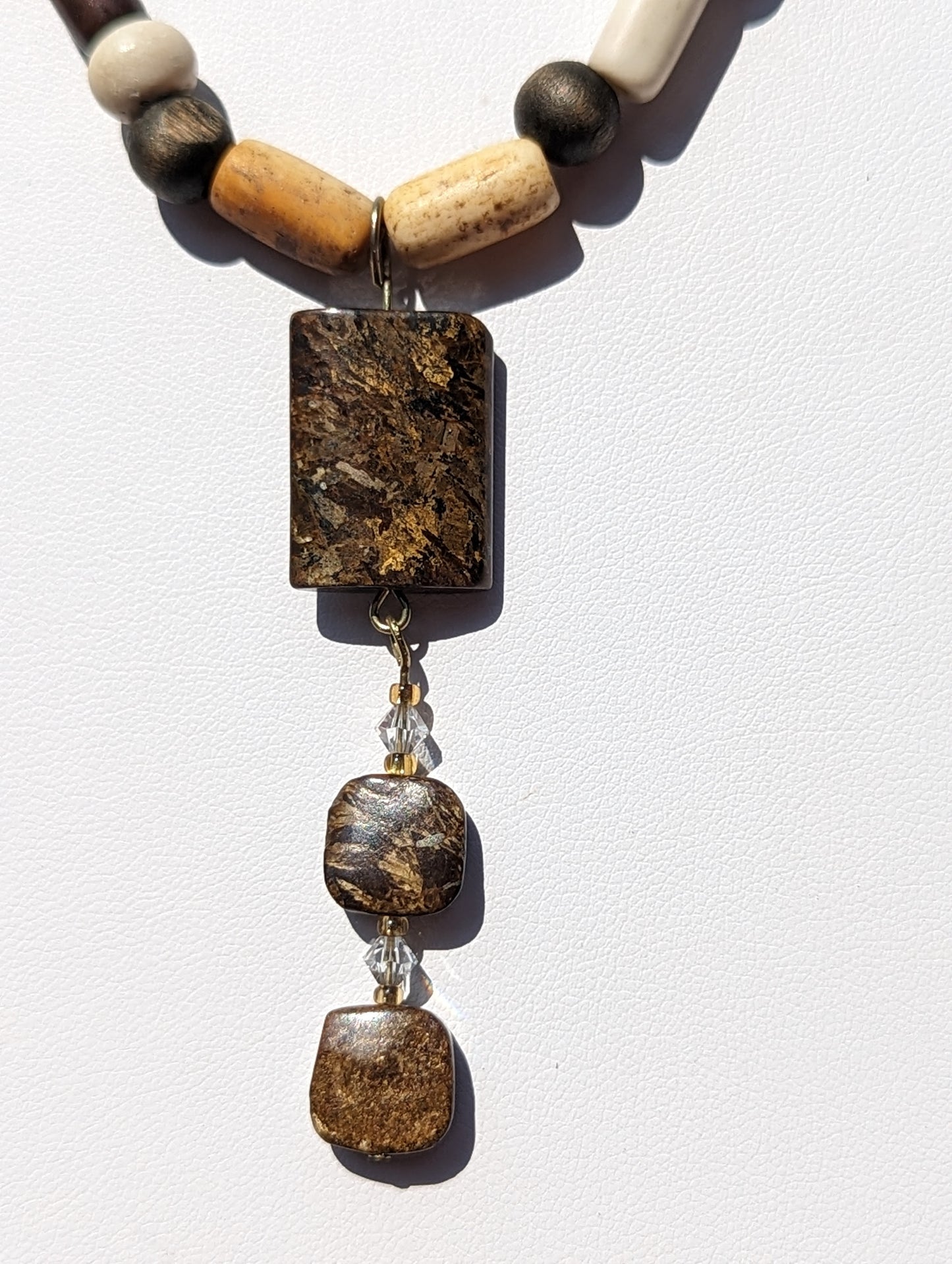 Cobra Jasper Pendant on Wooden Bead Necklace