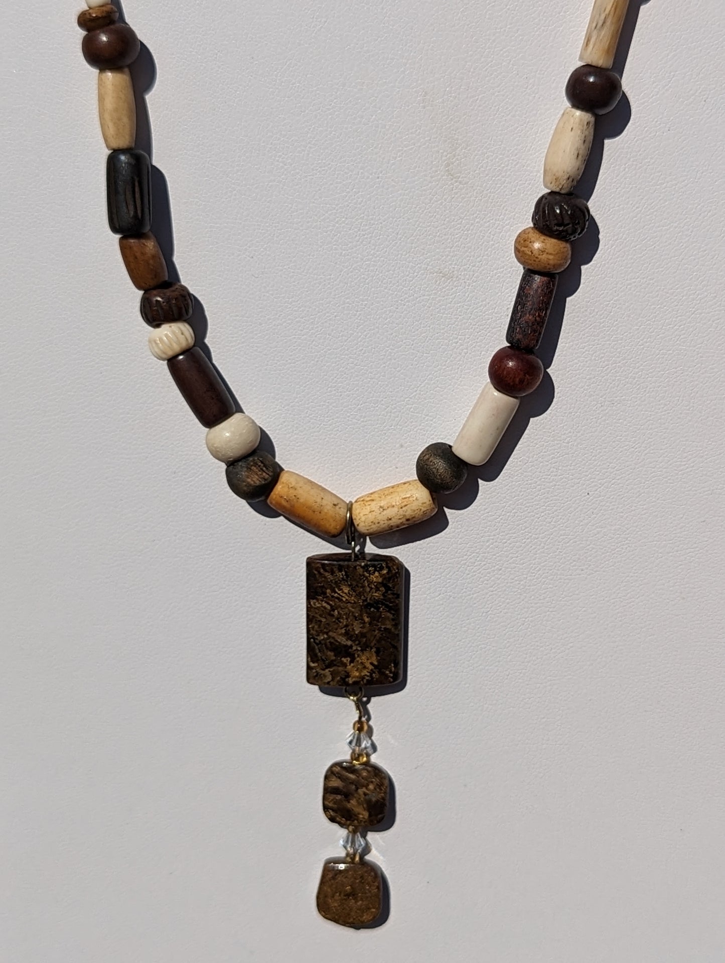 Cobra Jasper Pendant on Wooden Bead Necklace