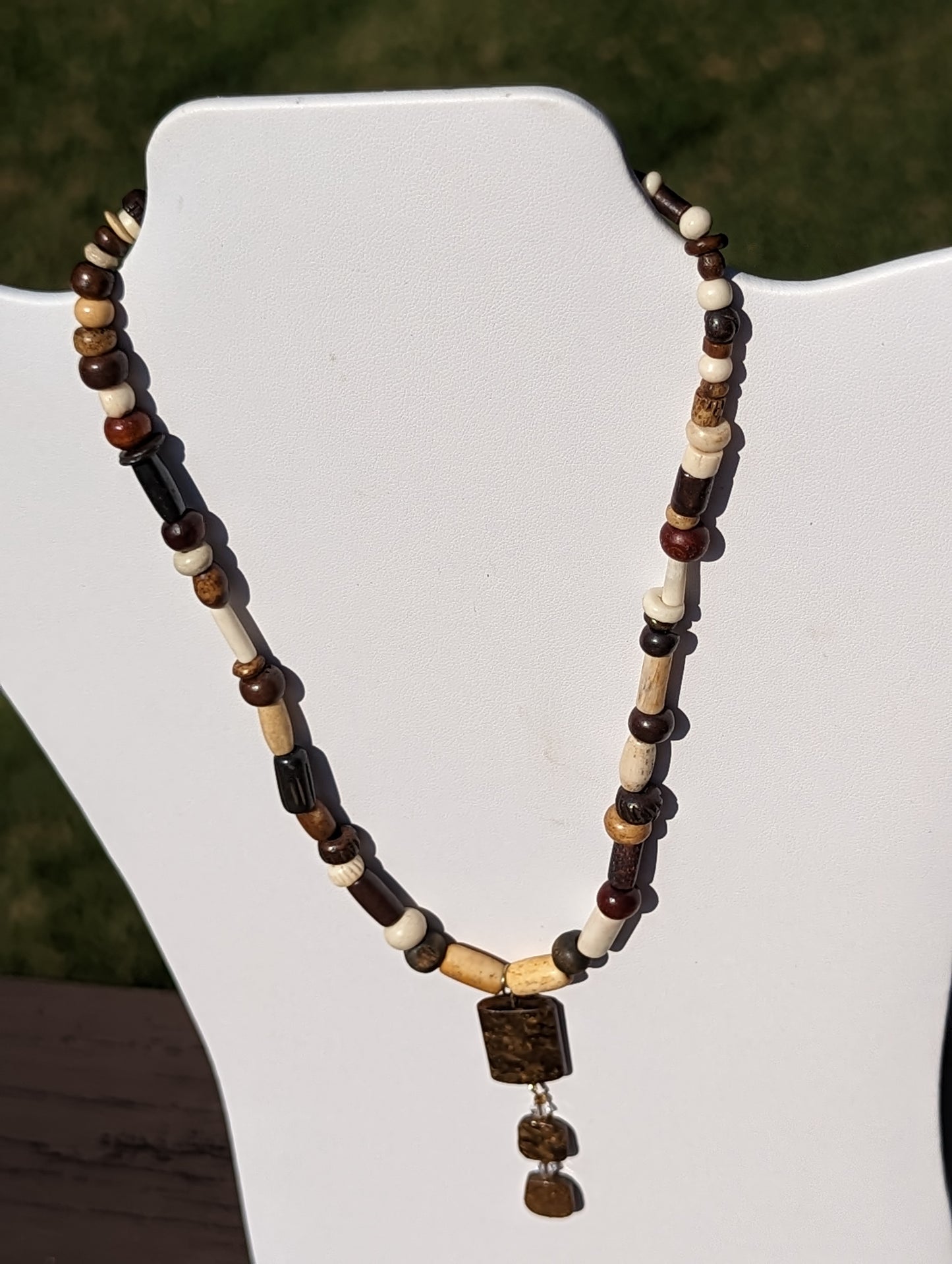 Cobra Jasper Pendant on Wooden Bead Necklace