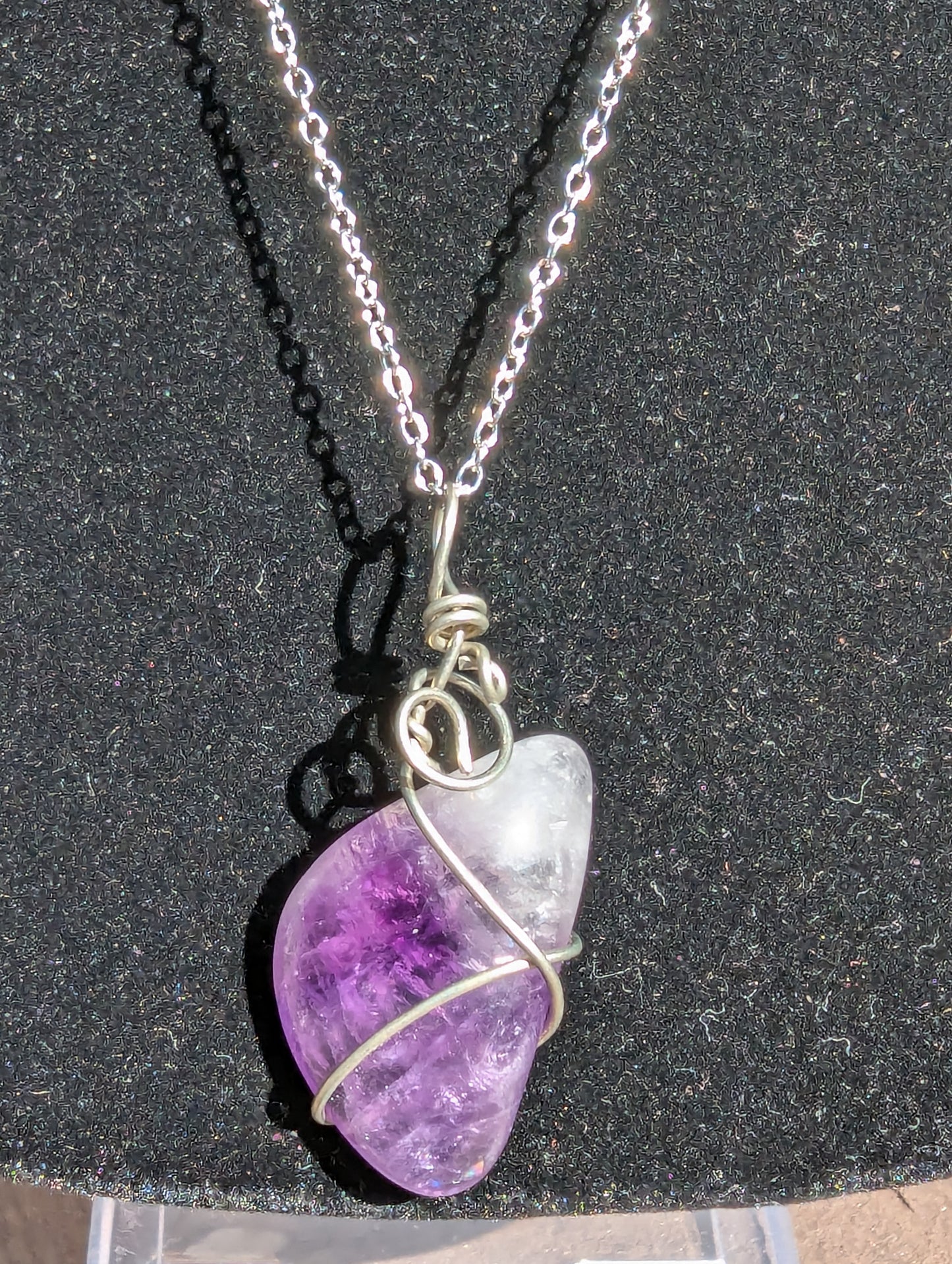 Wire-wrapped Amethyst Pendant on Chain Necklace