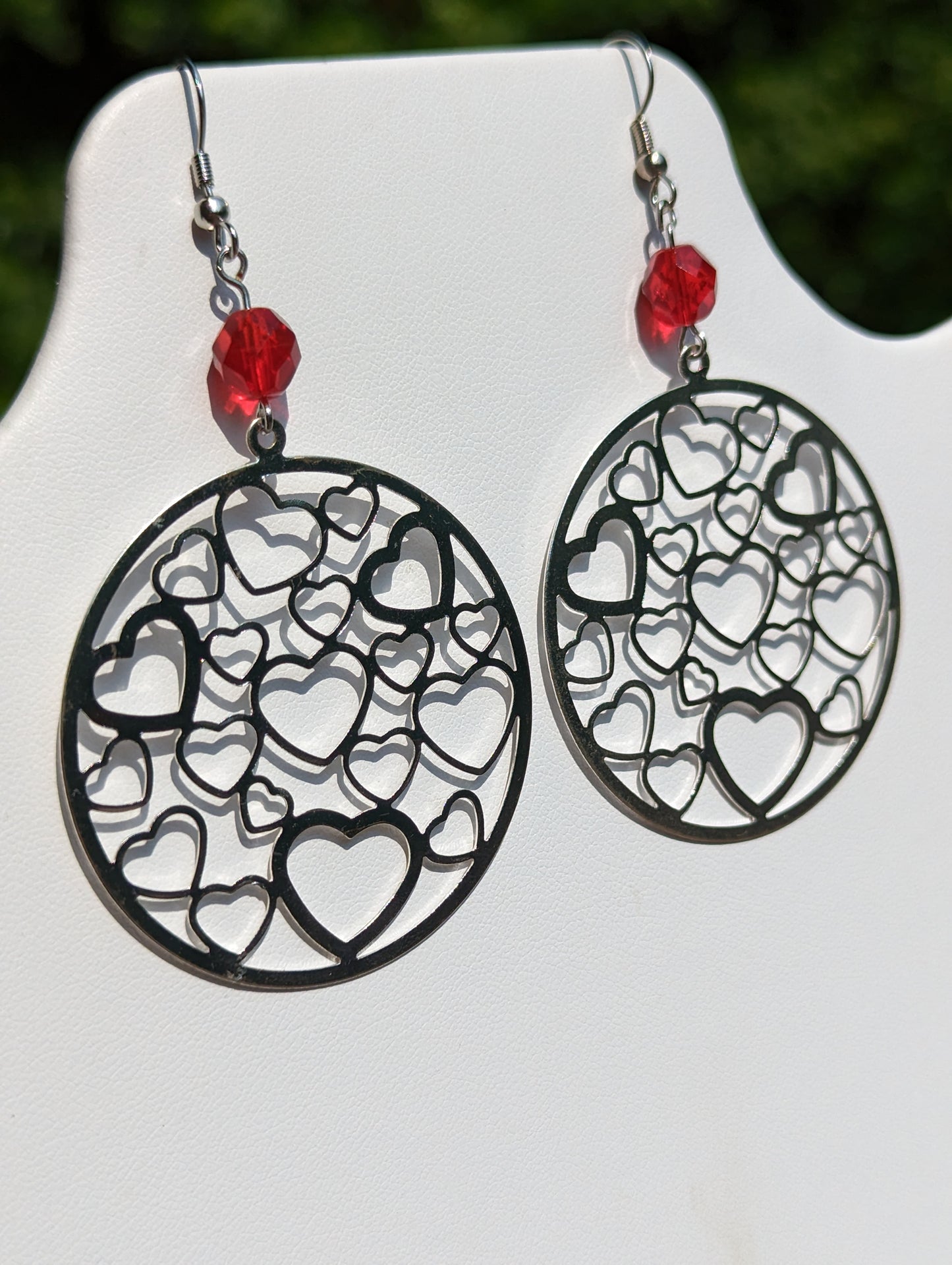 Silver-tone Large Tracery Heart Earrings