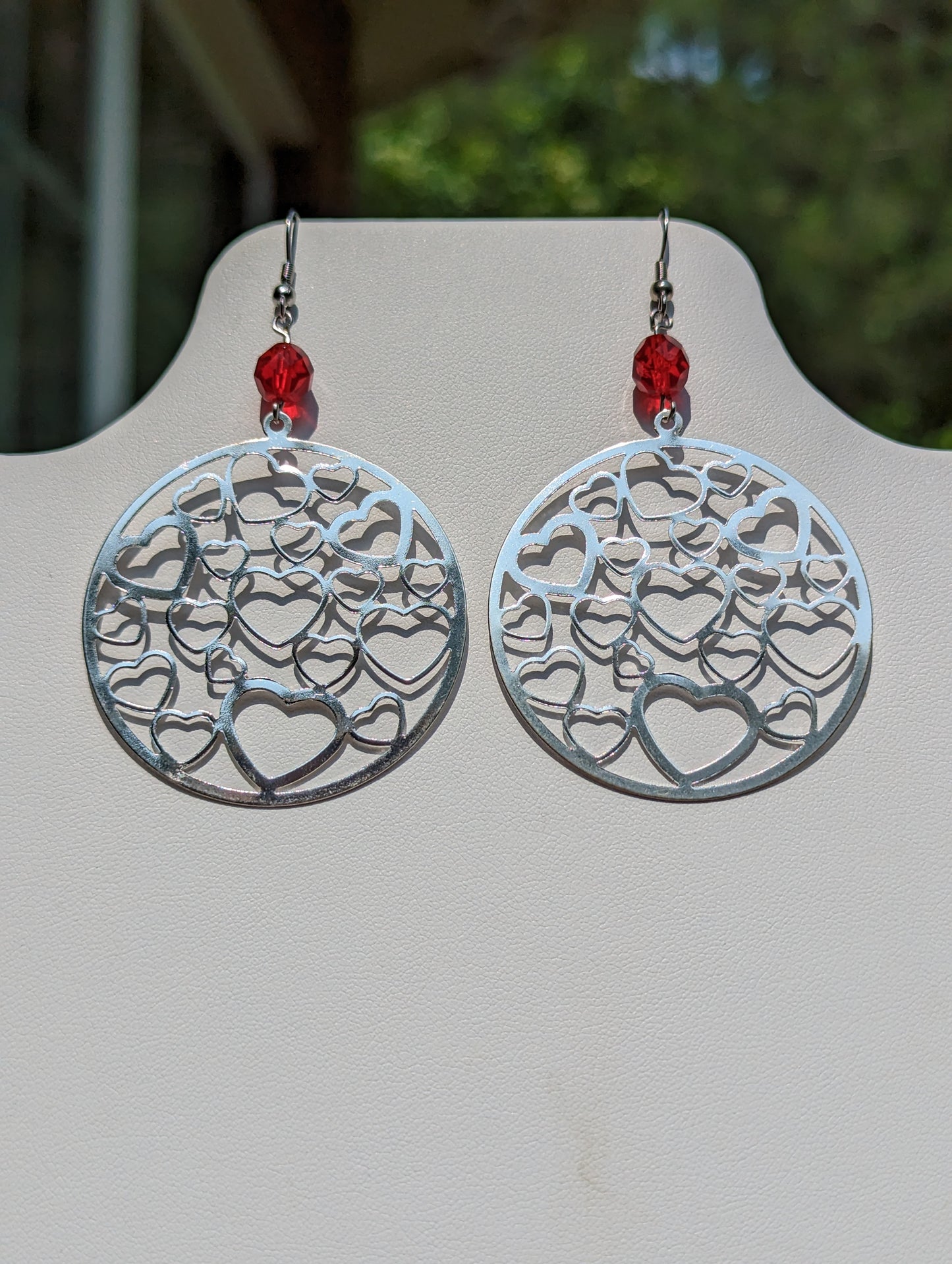 Silver-tone Large Open Heart Earrings