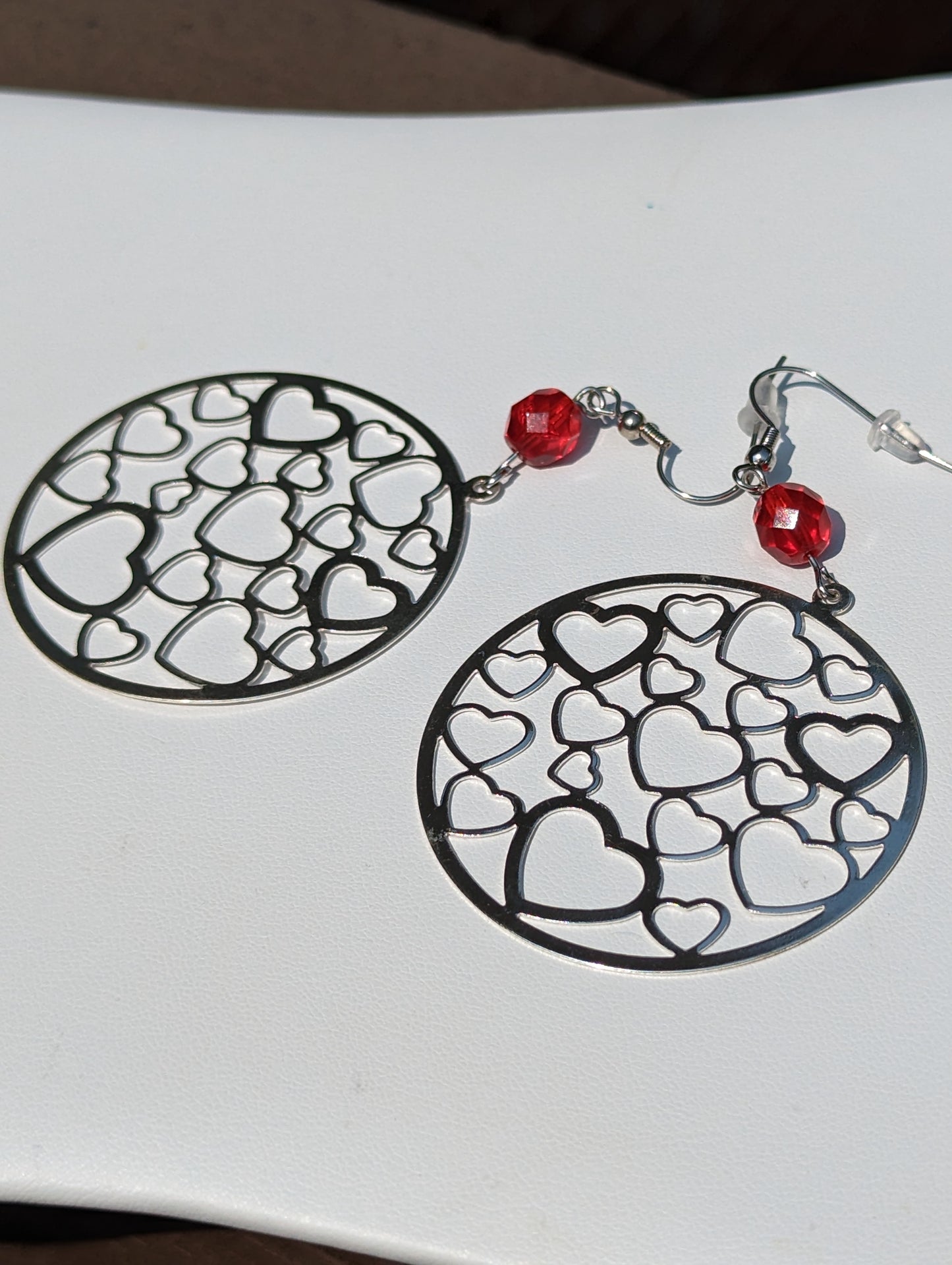 Silver-tone Large Tracery Heart Earrings