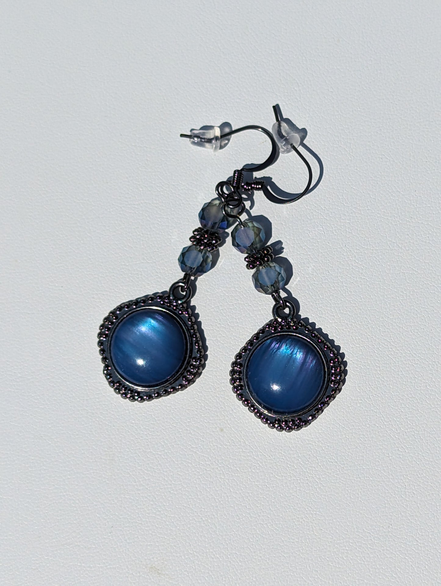 Blue Rainbow Stone Diamond-shaped Earrings