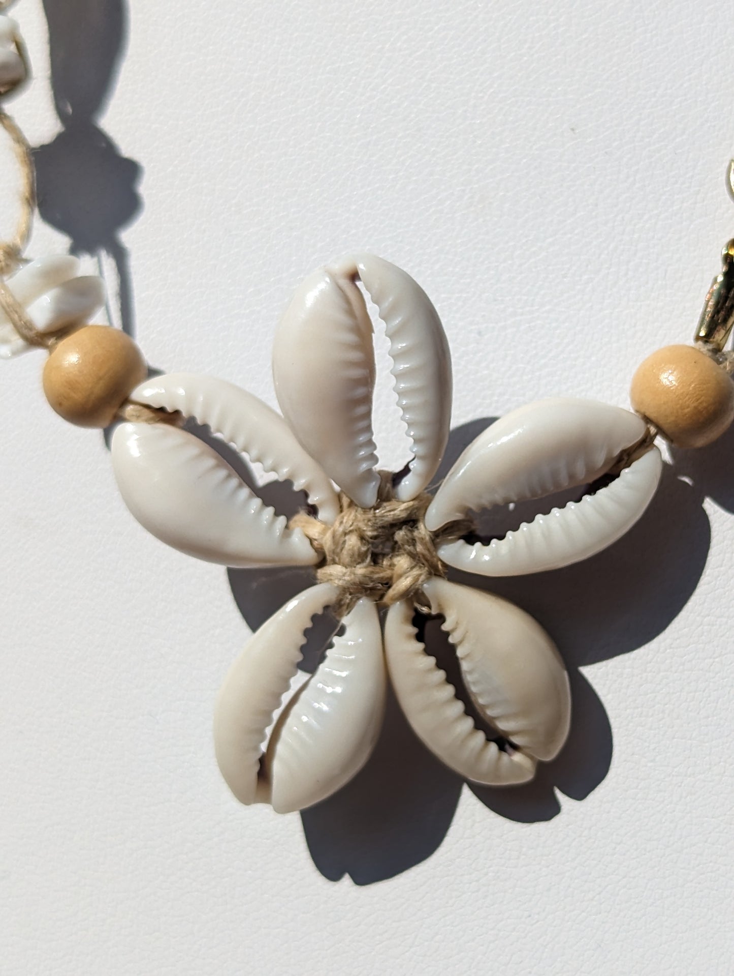 White Cowrie Shells Flower Bracelet (Long)