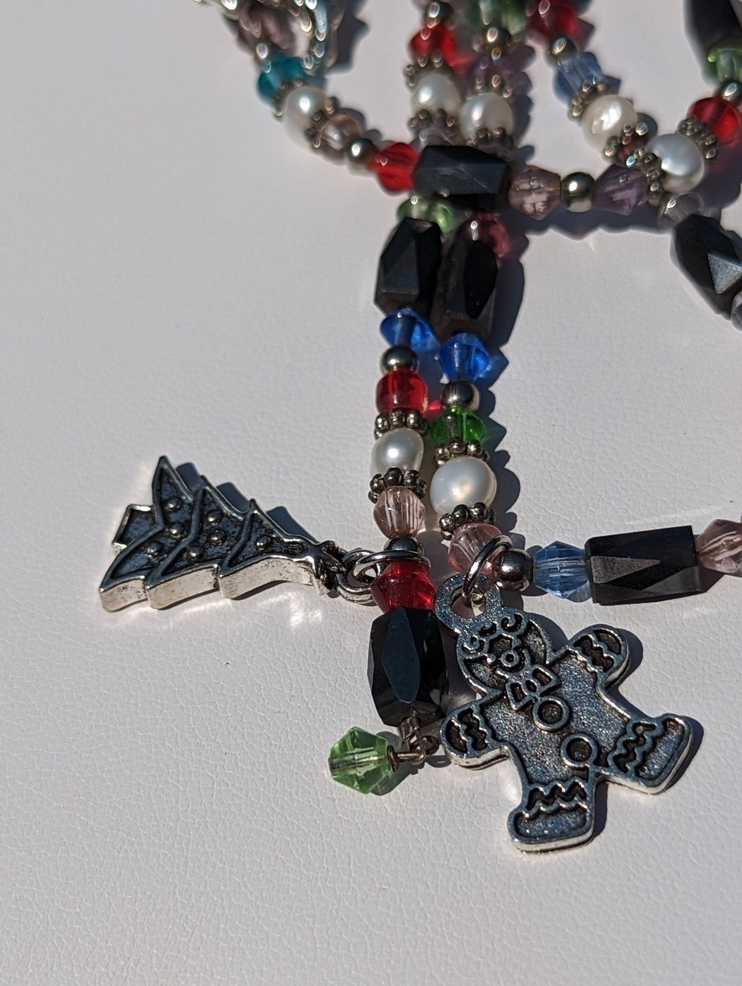 Magnetic Hematite and Bead Adjustable Wrap Bracelet with Christmas Charms