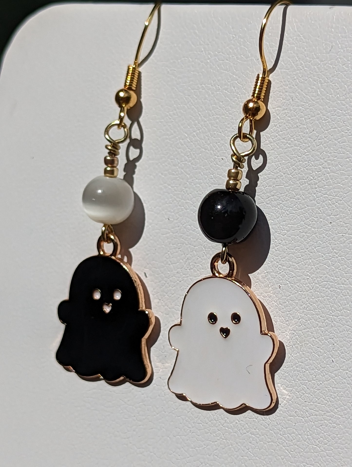 Black and White Enamel Ghost Earrings