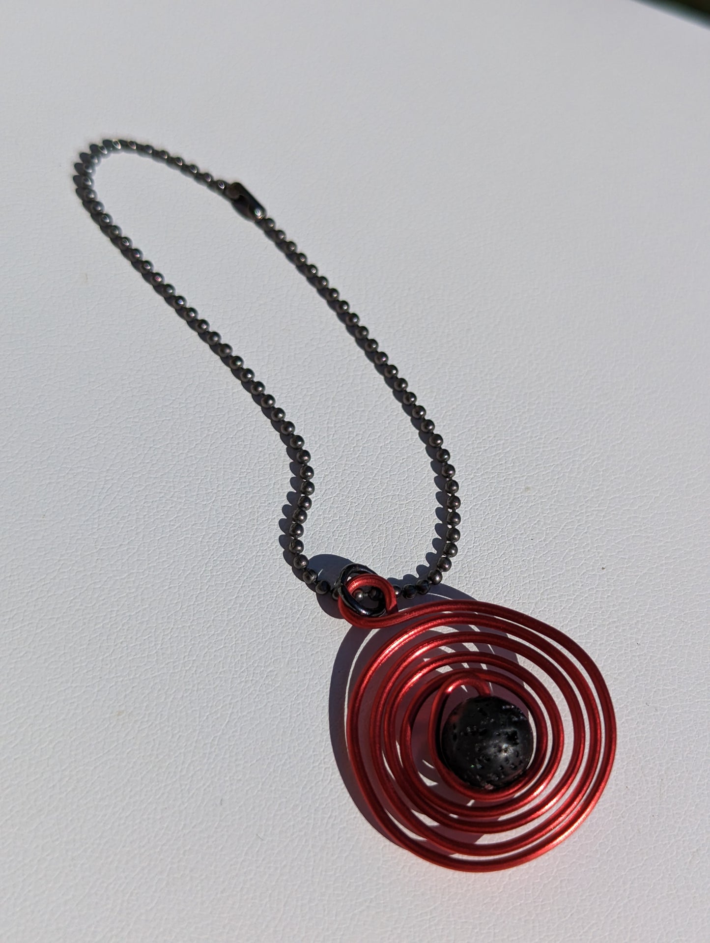 Wire Wrapped Lava Bead Hanger (or Keychain) - Large Red