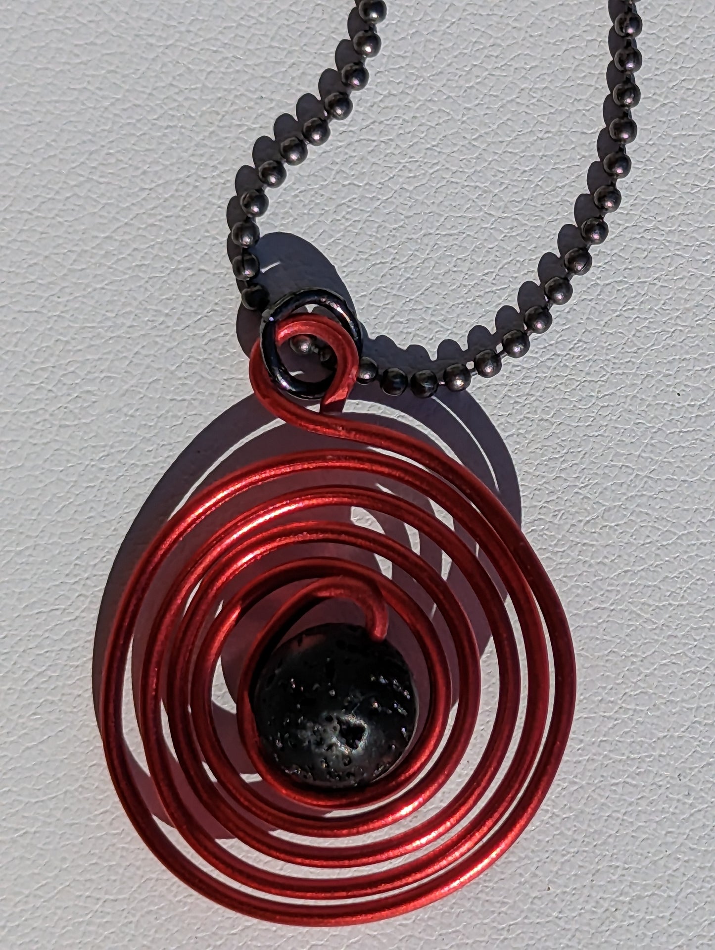Wire Wrapped Lava Bead Hanger (or Keychain) - Large Red