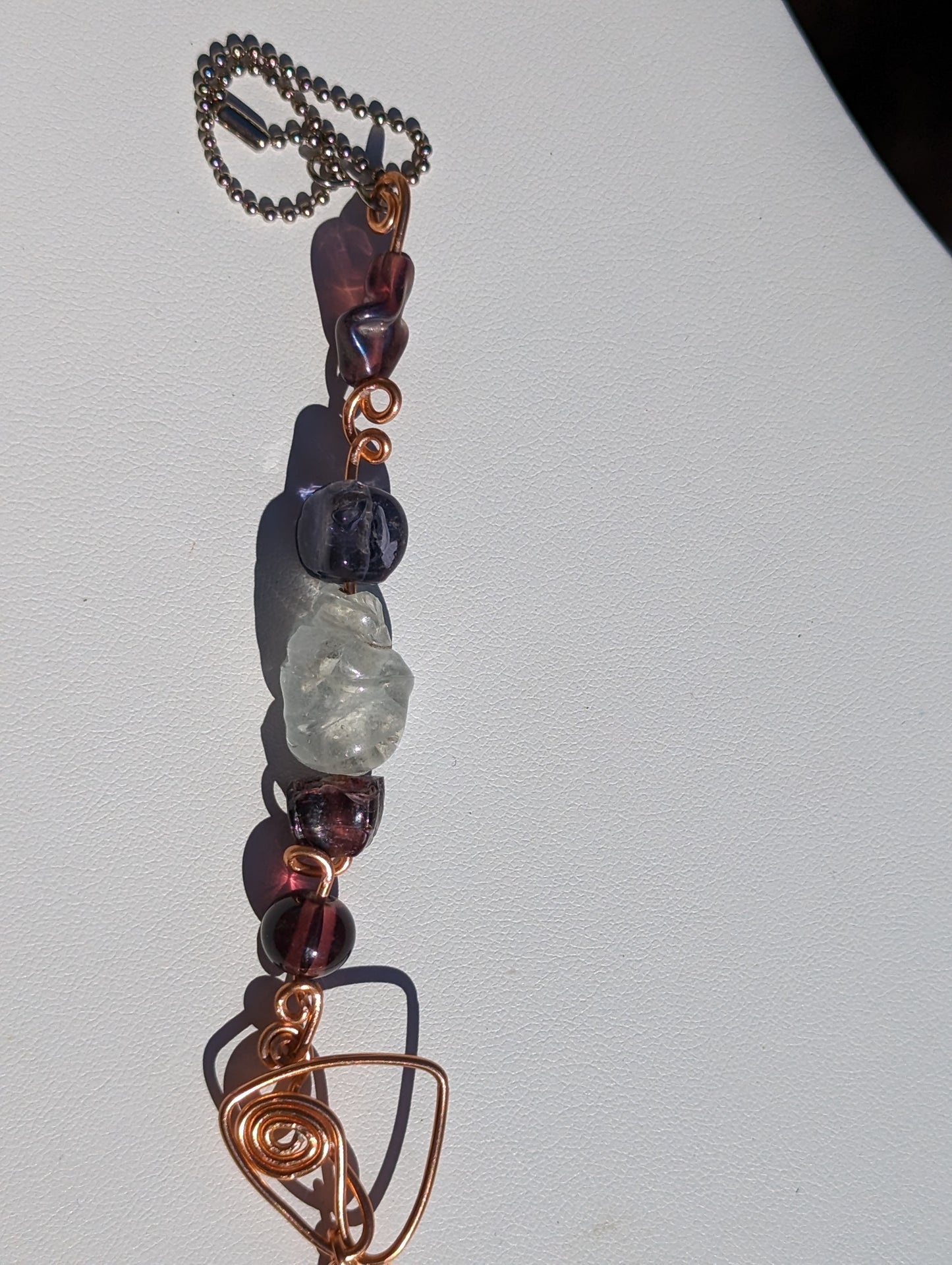 Purple Glass Bead Coppery Hand-wired Keychain or Hanger