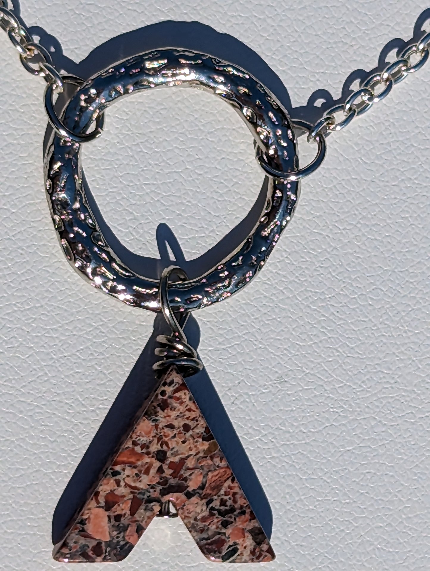 Pink Rhodonite Chevron Charm Bracelet