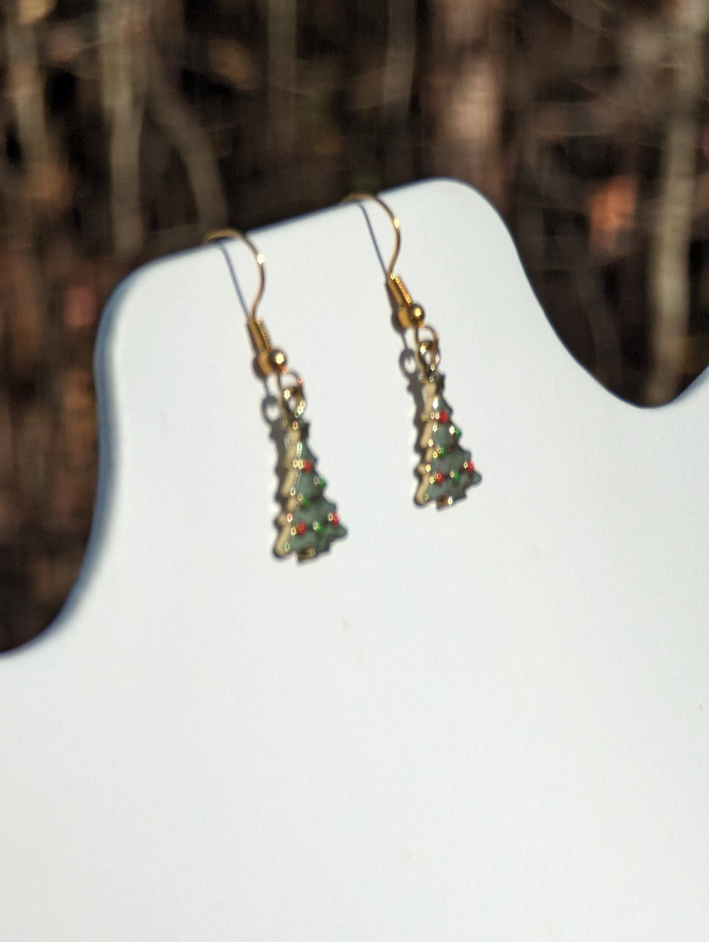 Golden Holiday Tree Earrings