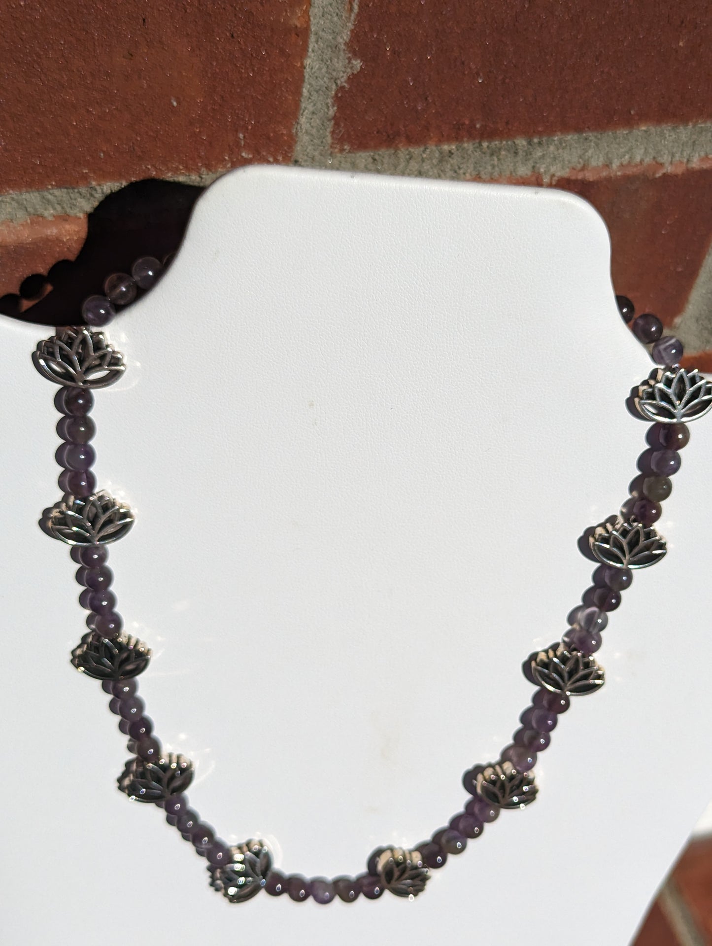 Amethyst Necklace with Lotus Beads