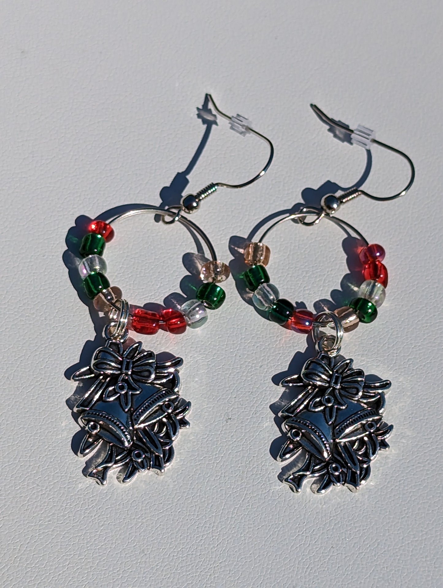 Silver-tone Holiday Bells Charm Earrings