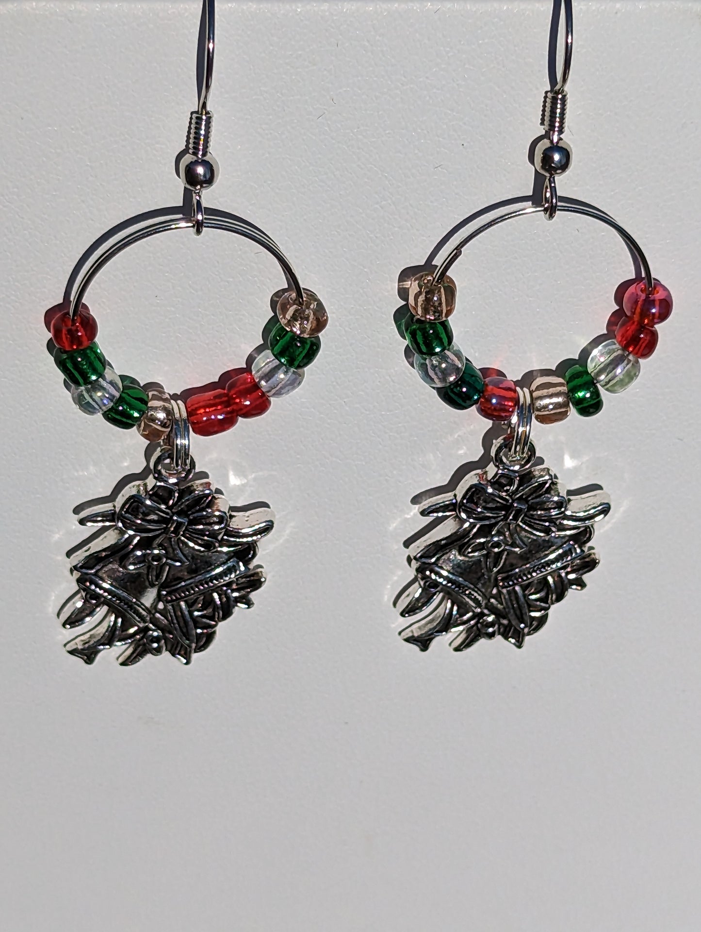Silver-tone Holiday Bells Charm Earrings