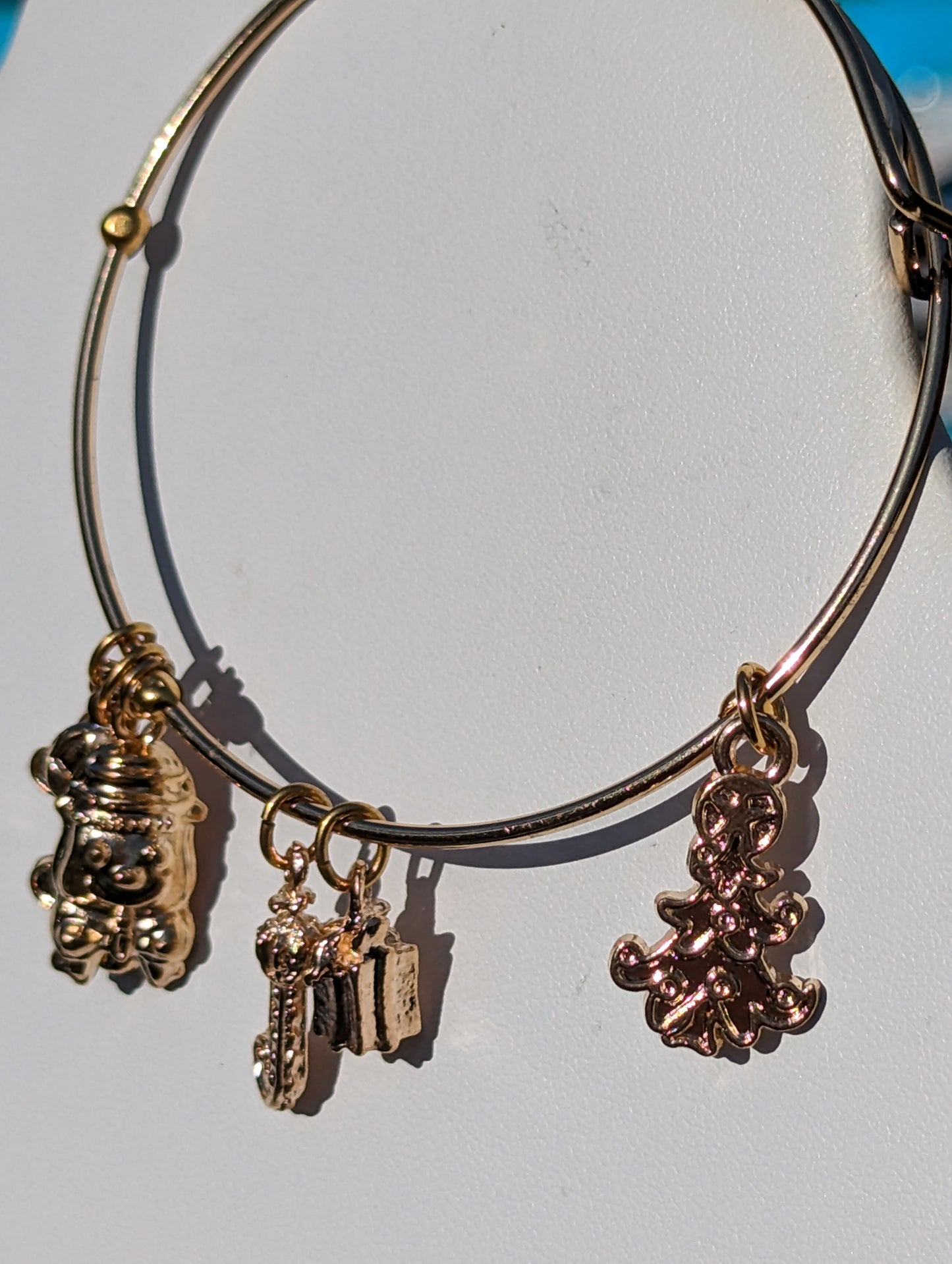 Gold-tone Adjustable Christmas Charm Bracelet
