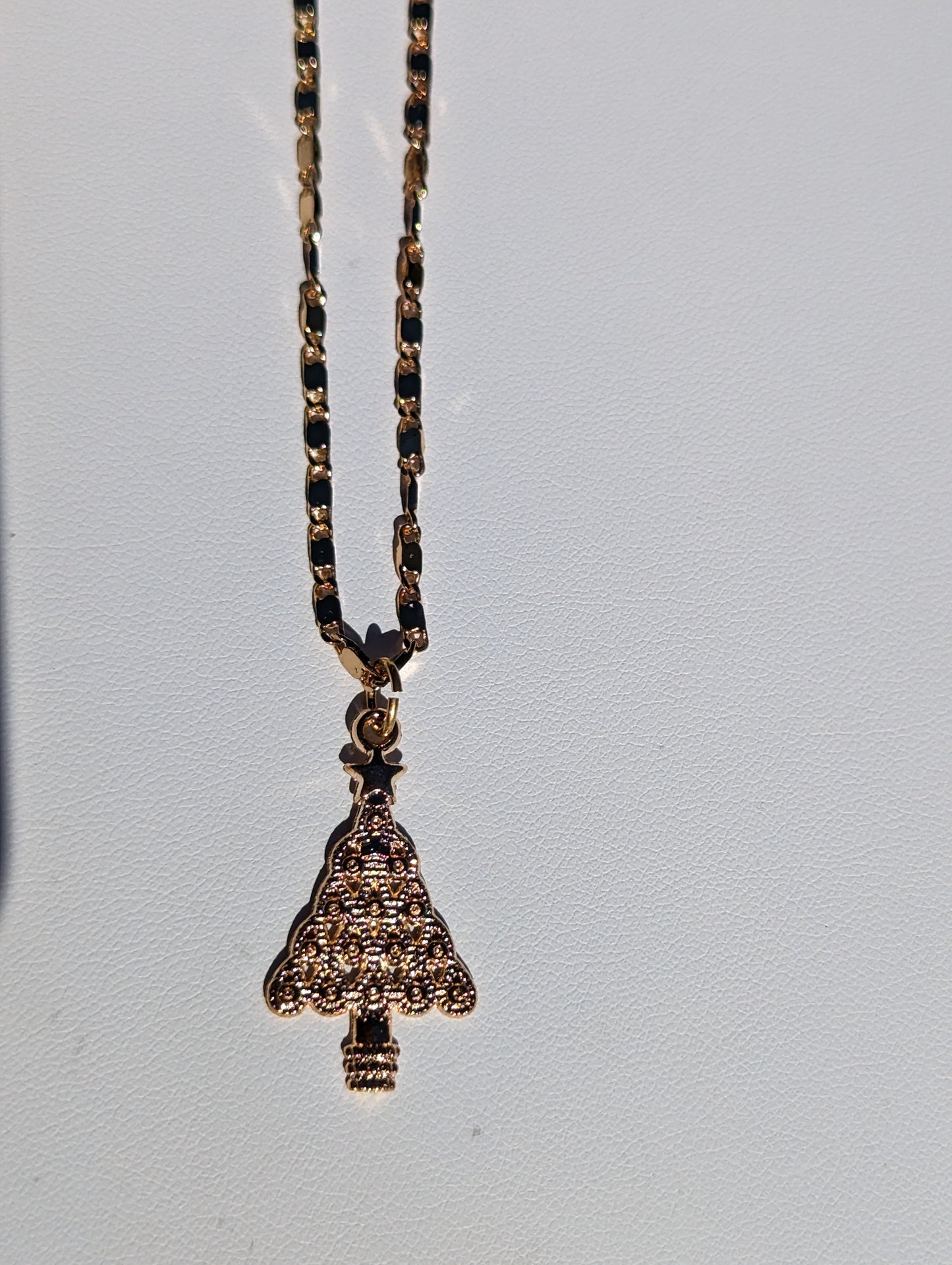 Golden Christmas Tree Necklace