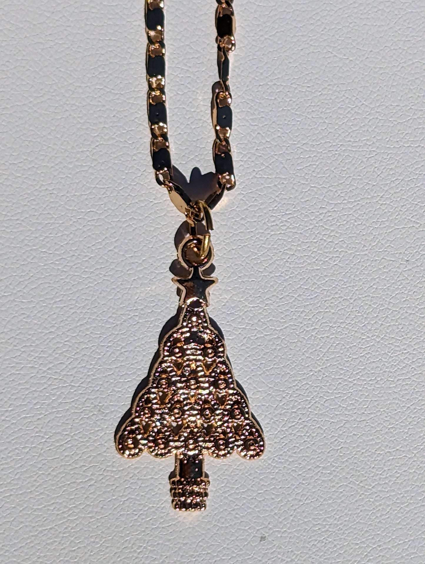 Golden Christmas Tree Necklace