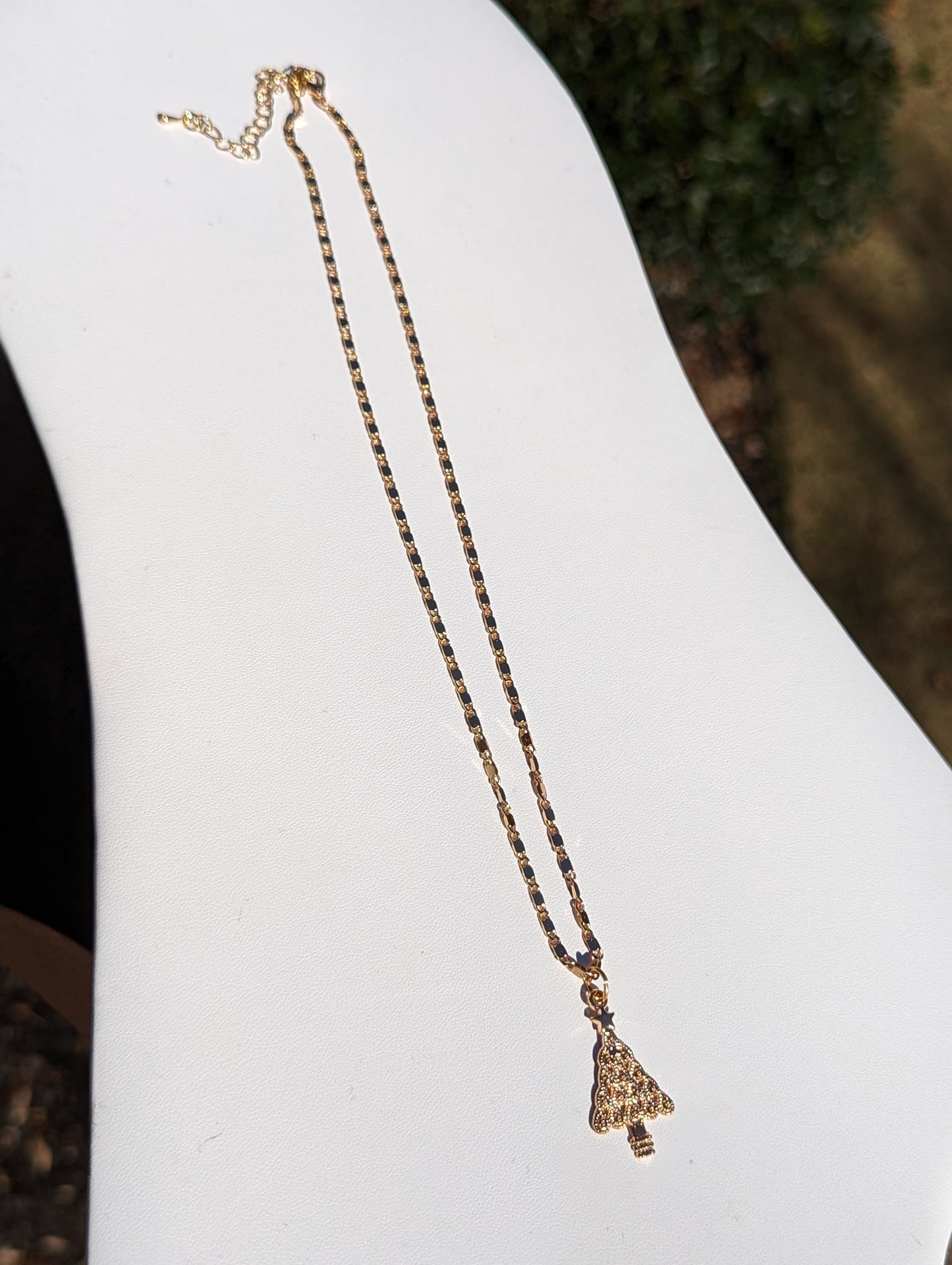 Golden Christmas Tree Necklace