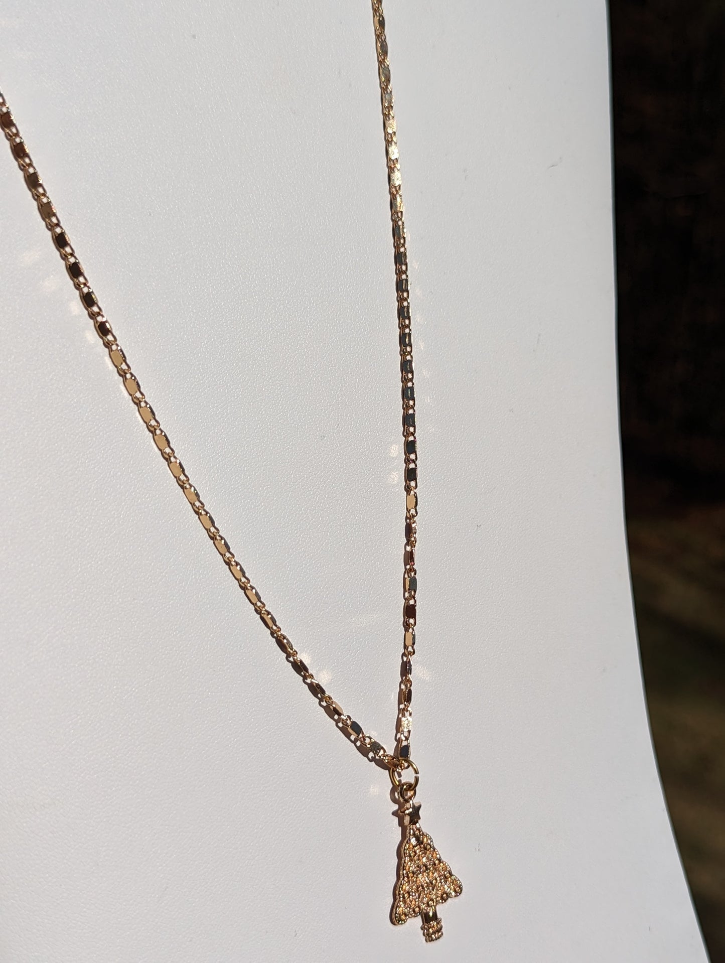 Golden Christmas Tree Necklace