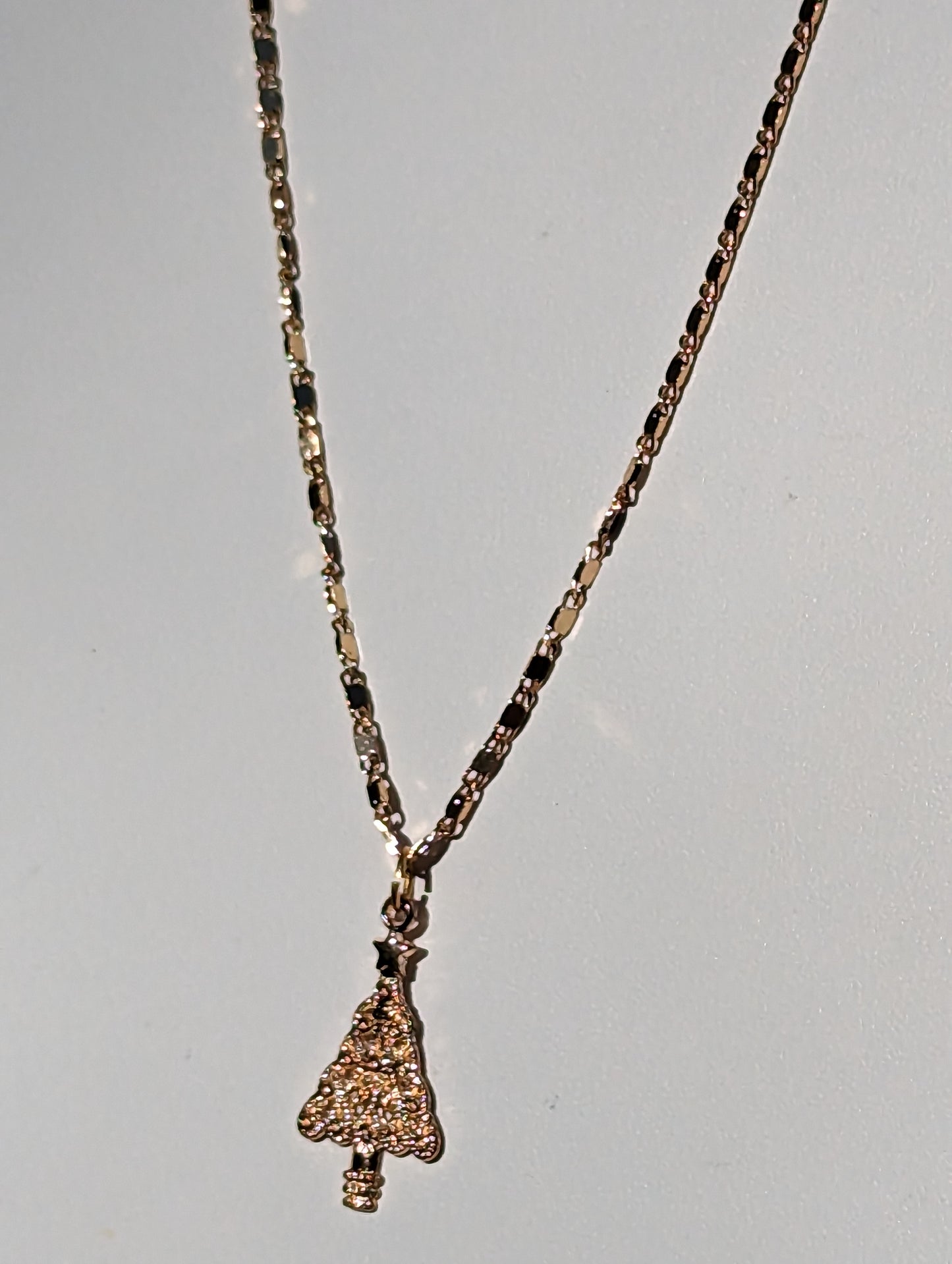 Golden Christmas Tree Necklace