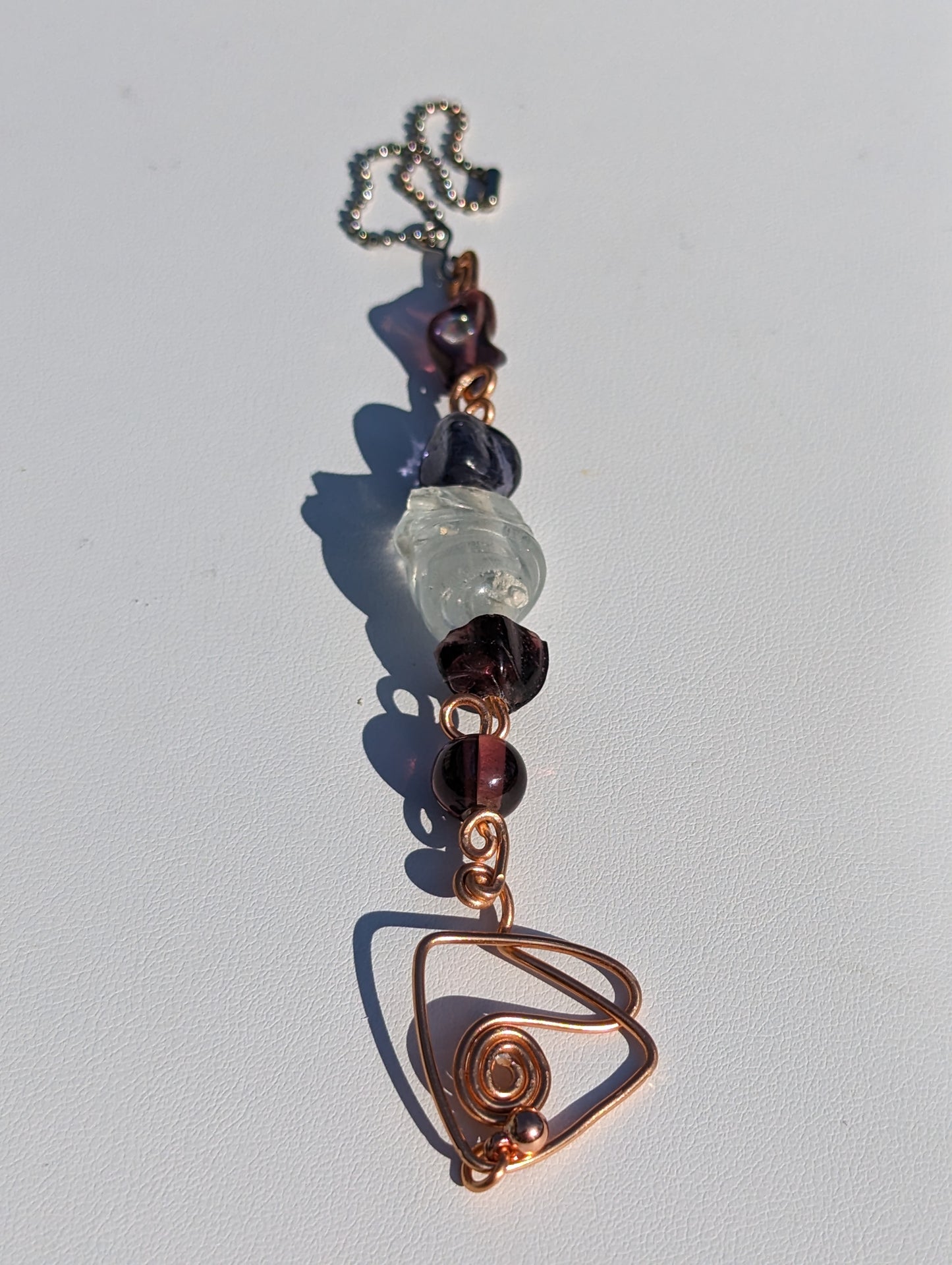 Purple Glass Bead Coppery Hand-wired Keychain or Hanger