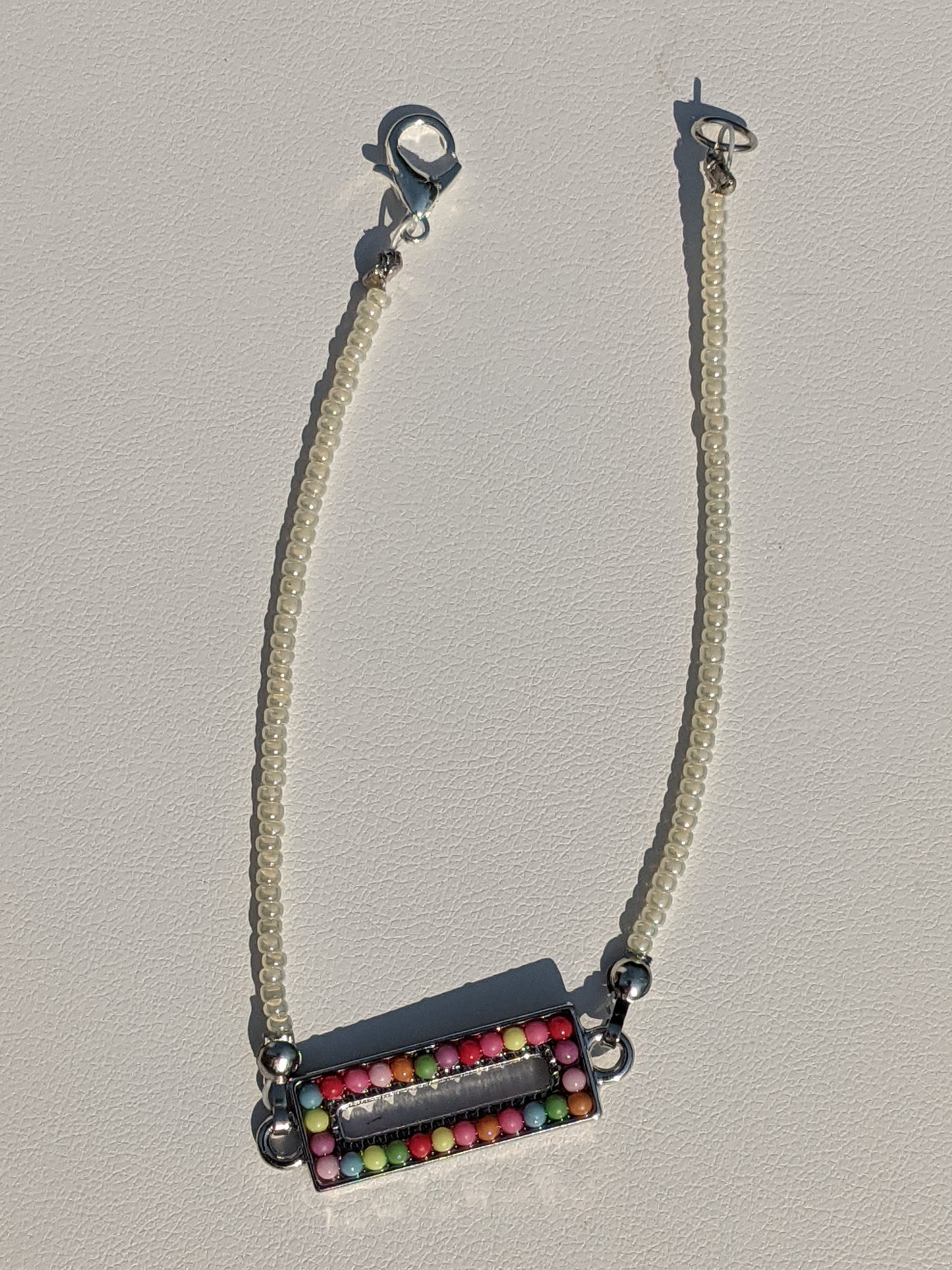 Long Hand-beaded Rectangle Confetti Bracelet