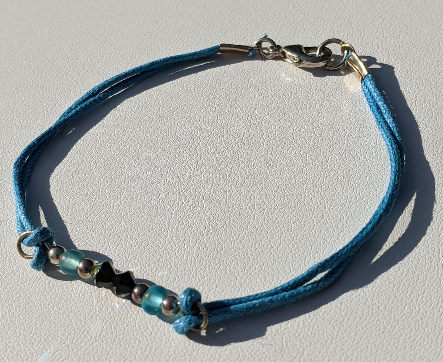 Beaded Teal Cord Bracelet