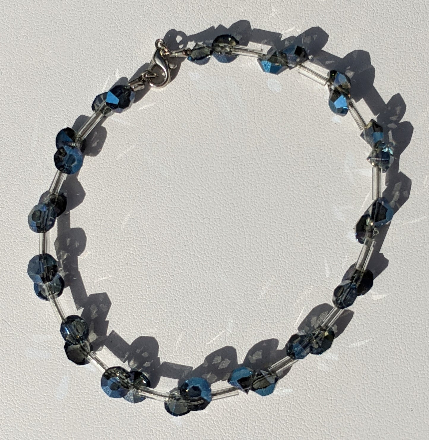 Blue Swarovski Hand-beaded Long Bracelet