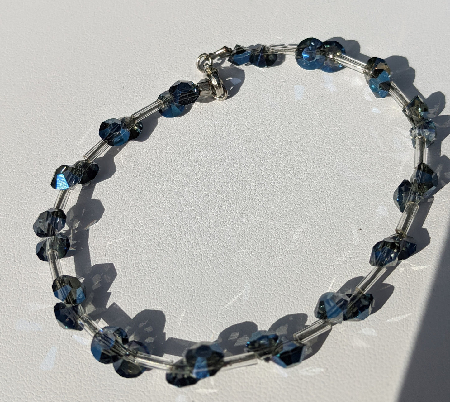 Blue Swarovski Hand-beaded Long Bracelet