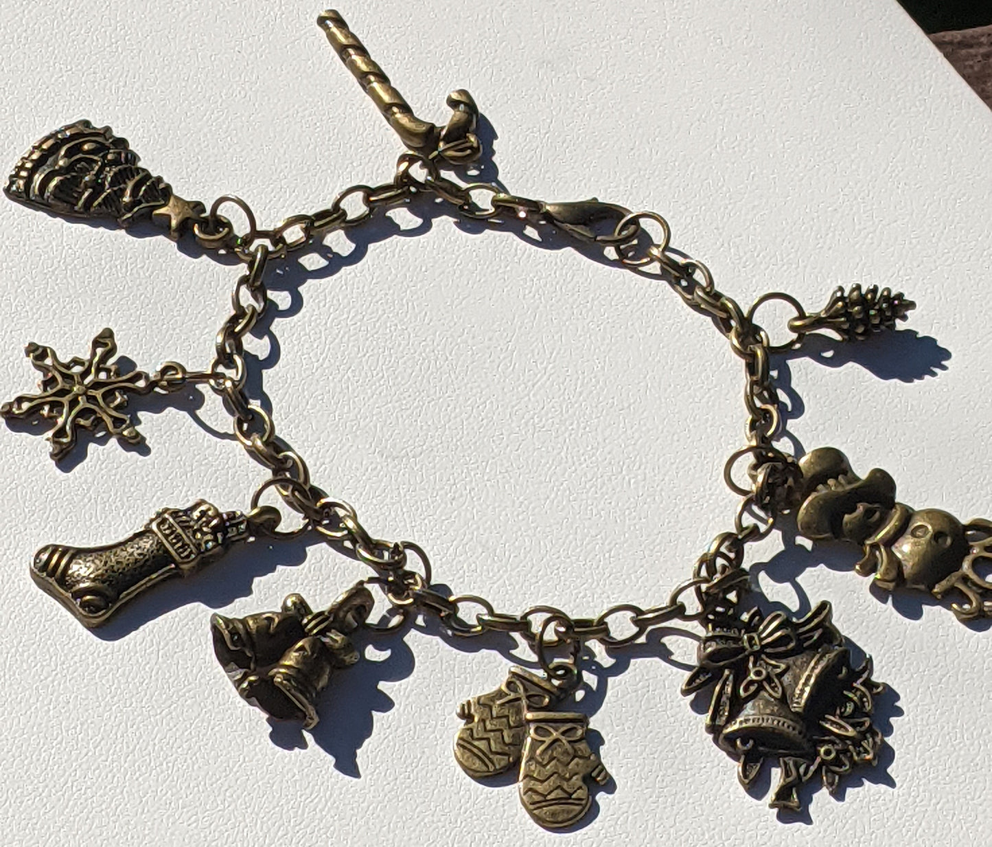 Bronze Holiday Charm Bracelet