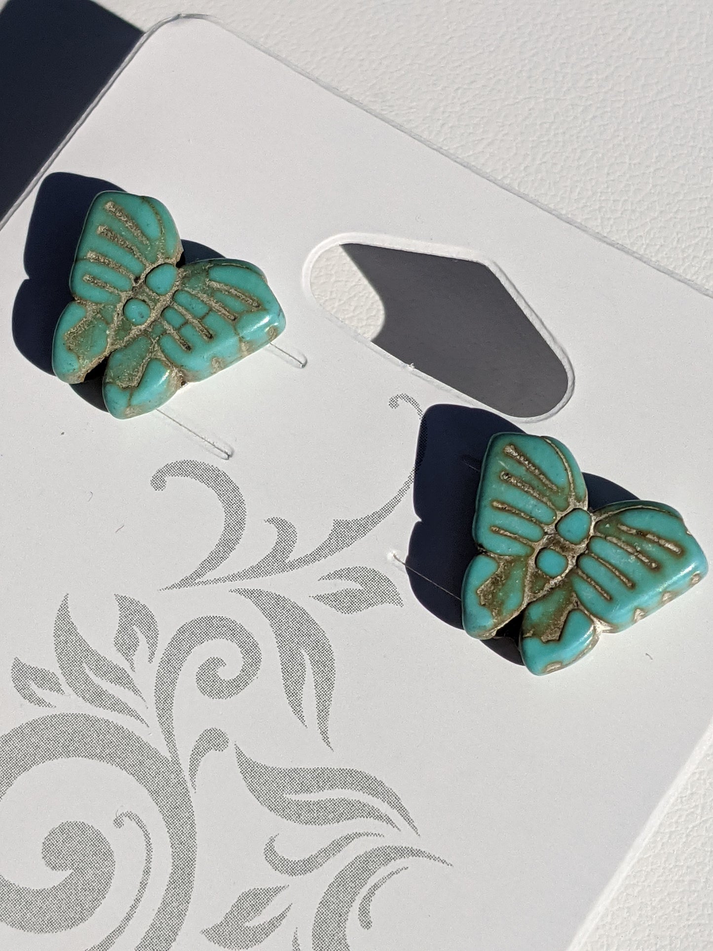 Teal Butterfly Stud Earrings