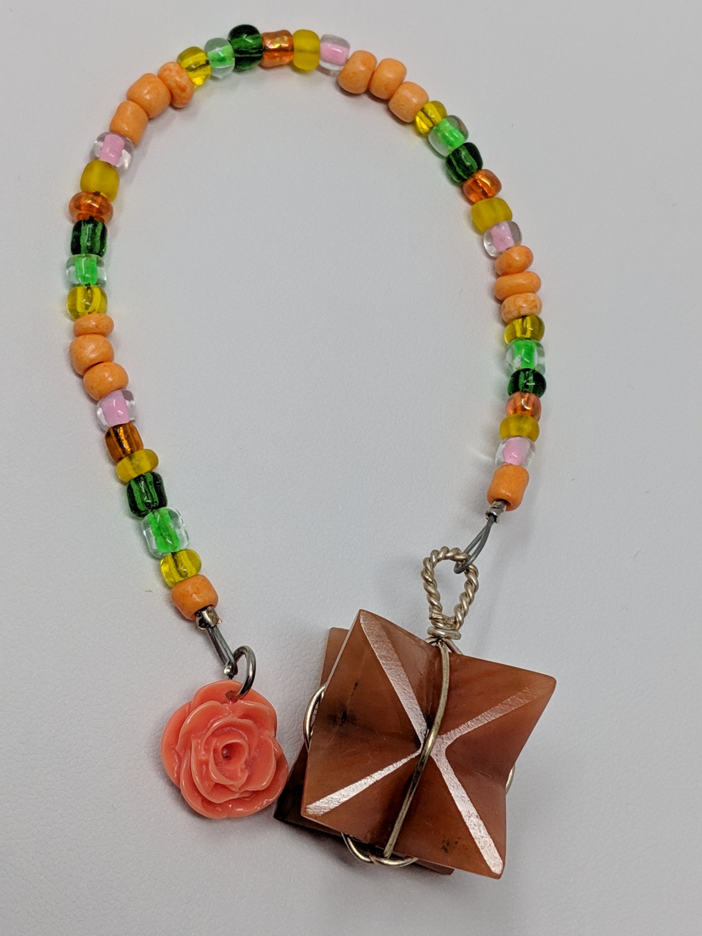 Carnelian Merkaba Rose Pendulum (reiki blessed)