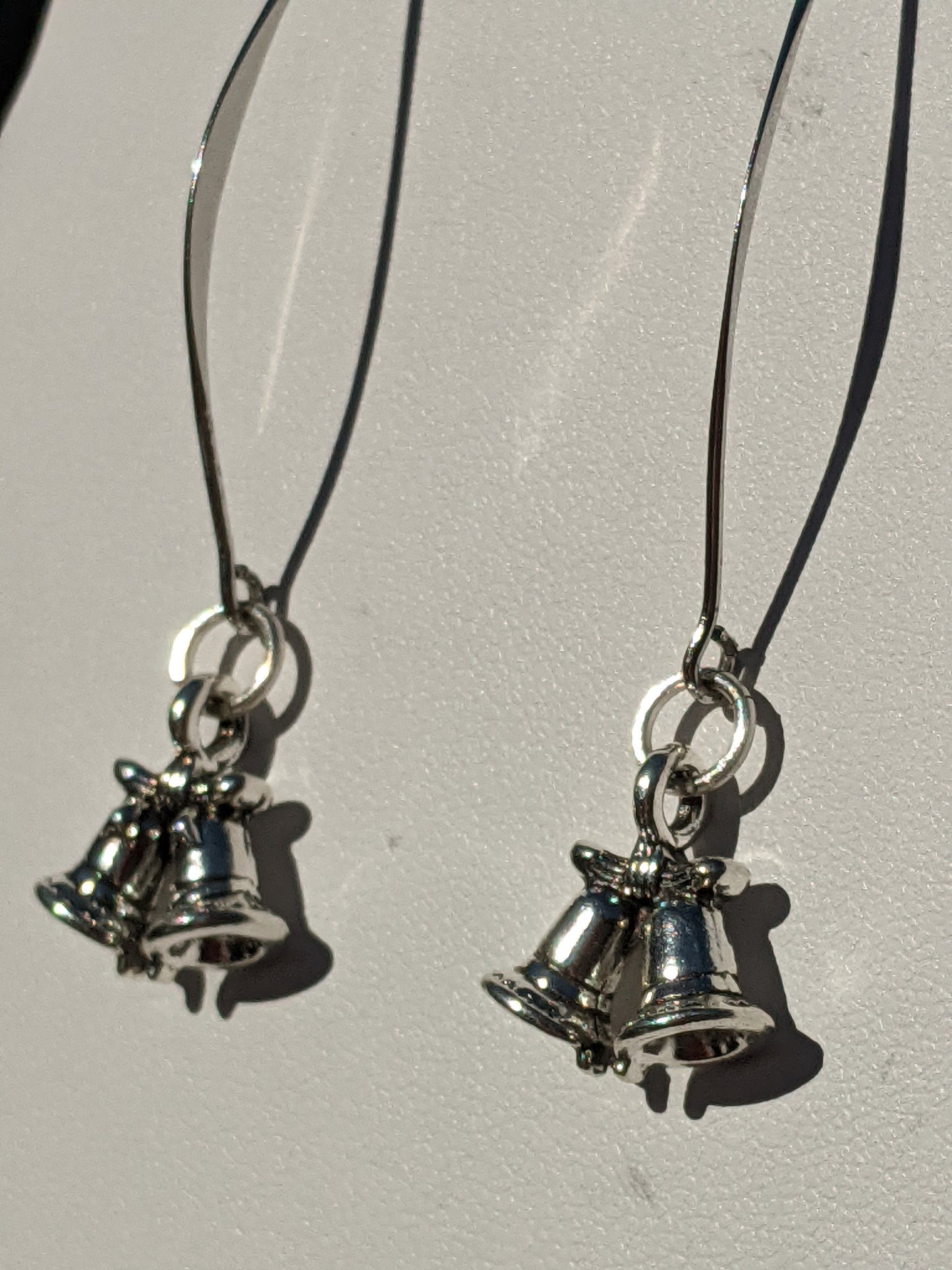 Silver-tone Double Holiday Bells Long Earrings