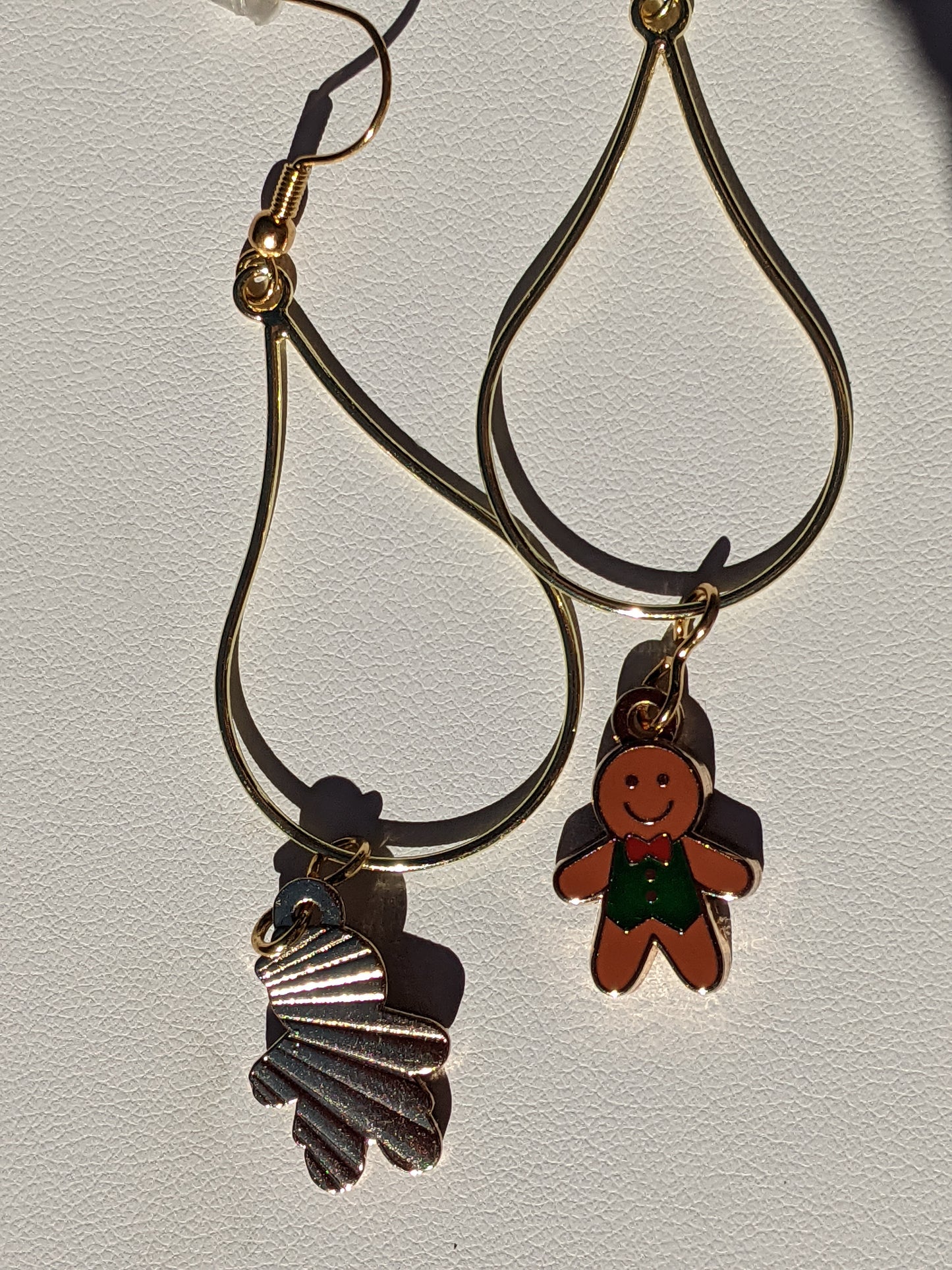 Gingerbread People Gold-tone Teardrop Earrings