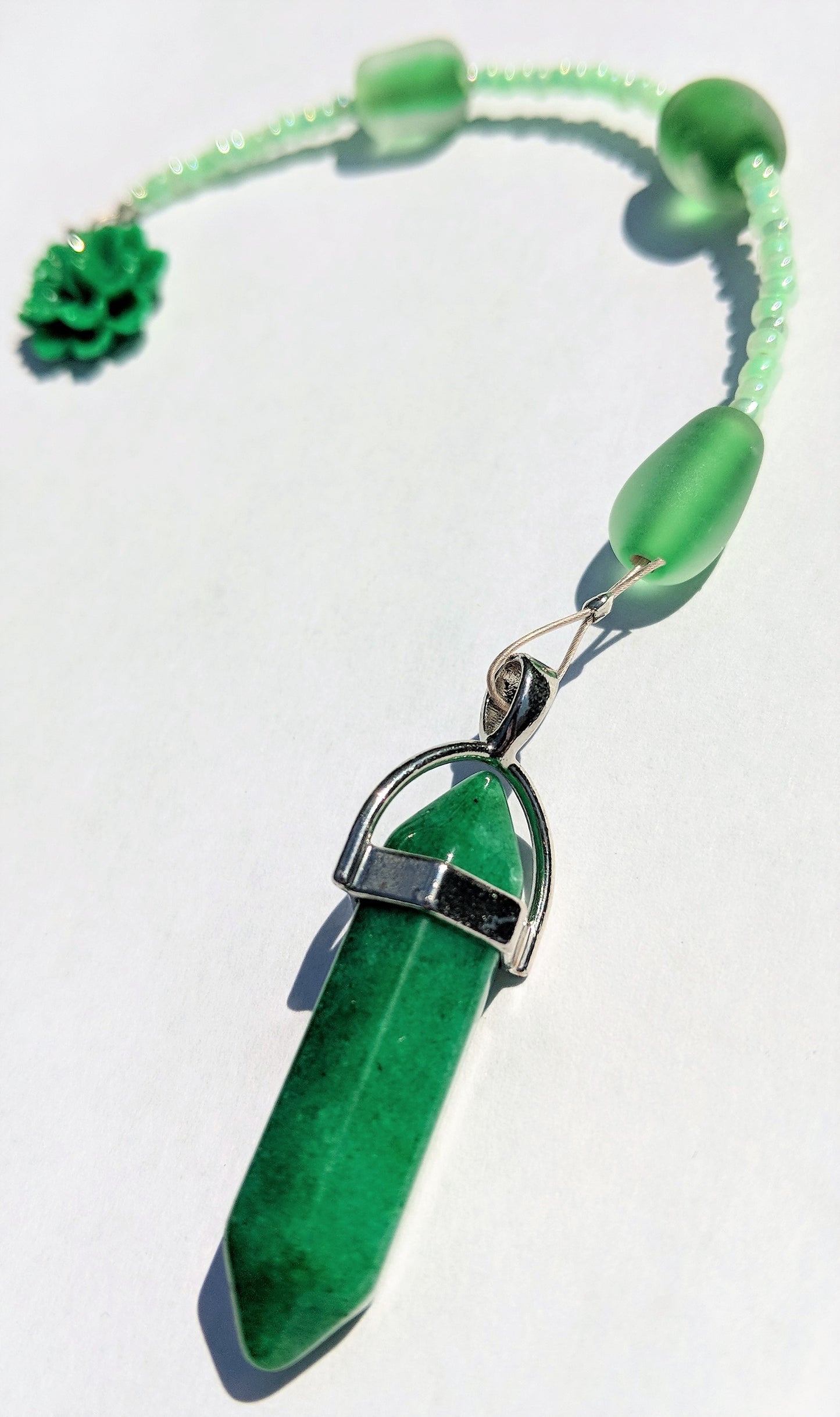 Green Agate Springtime Pendulum (Reiki blessed)